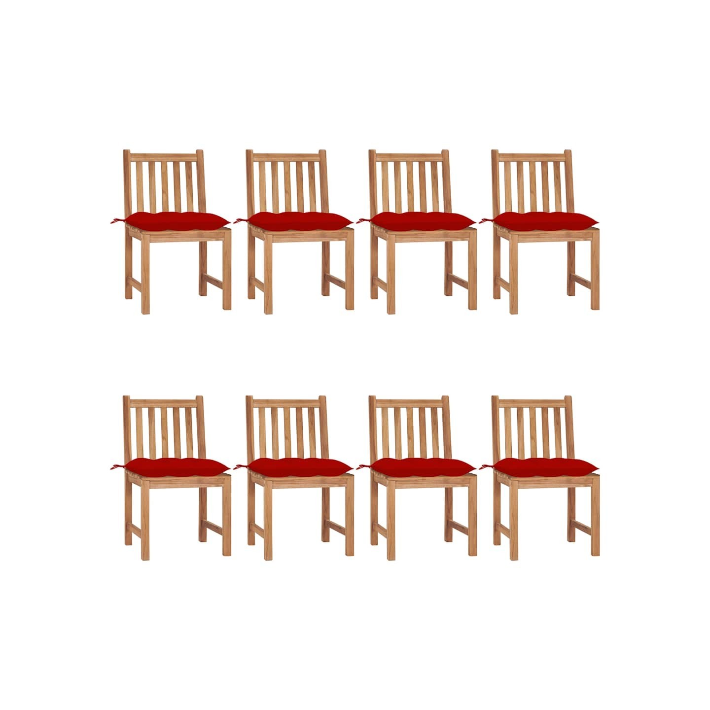 Chaises de jardin lot de 8 avec coussins Bois de teck massif