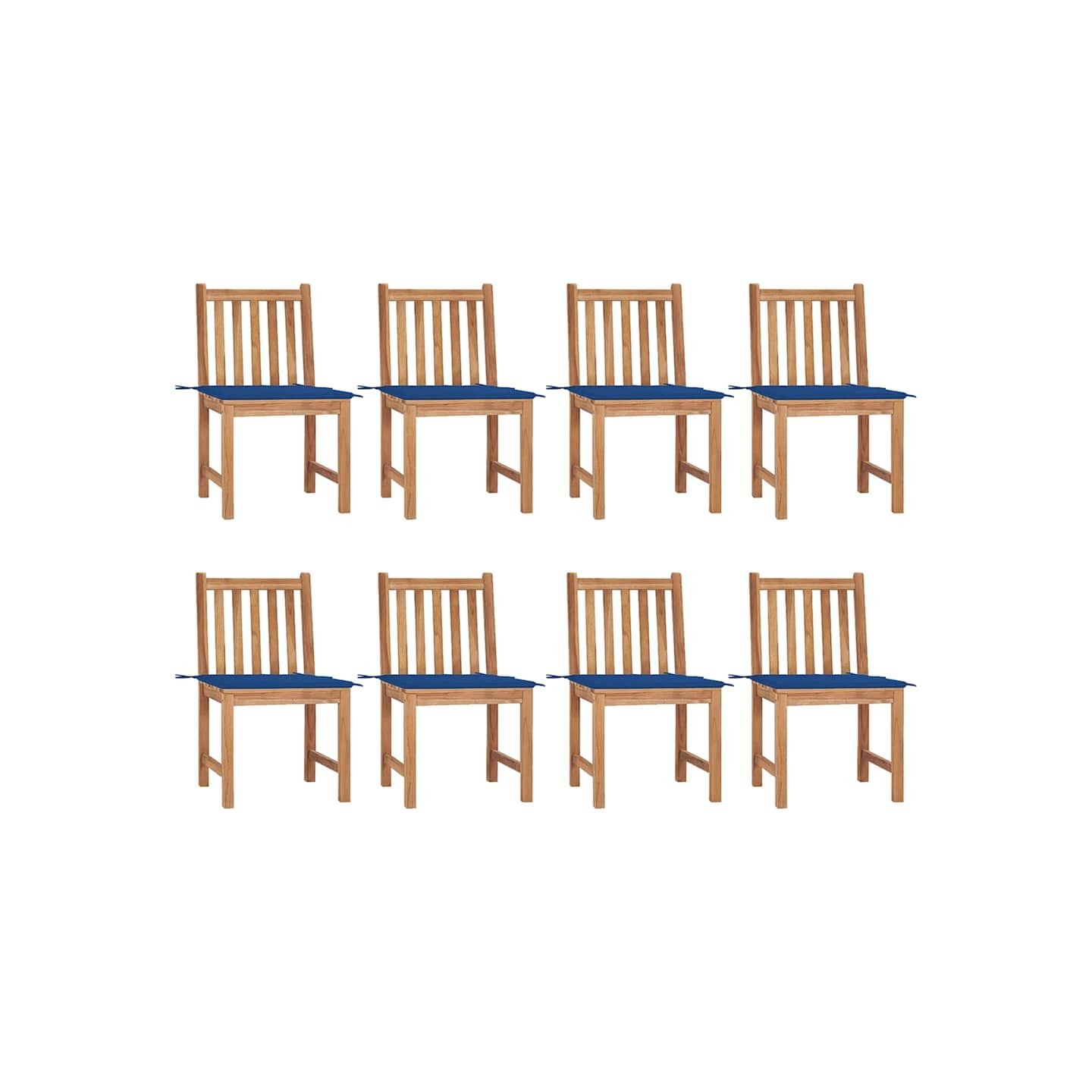 Chaises de jardin lot de 8 avec coussins Bois de teck massif