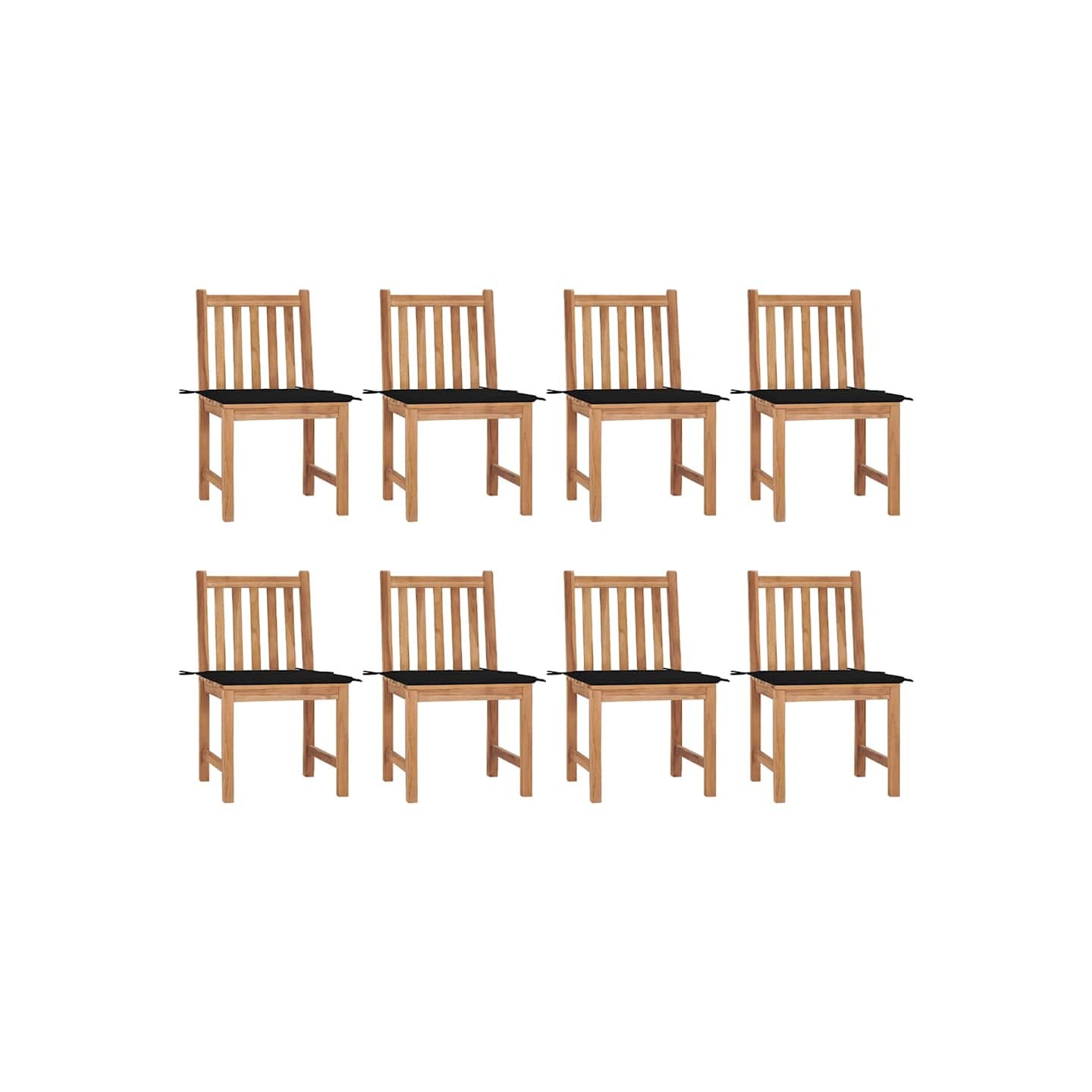 Chaises de jardin lot de 8 avec coussins Bois de teck massif