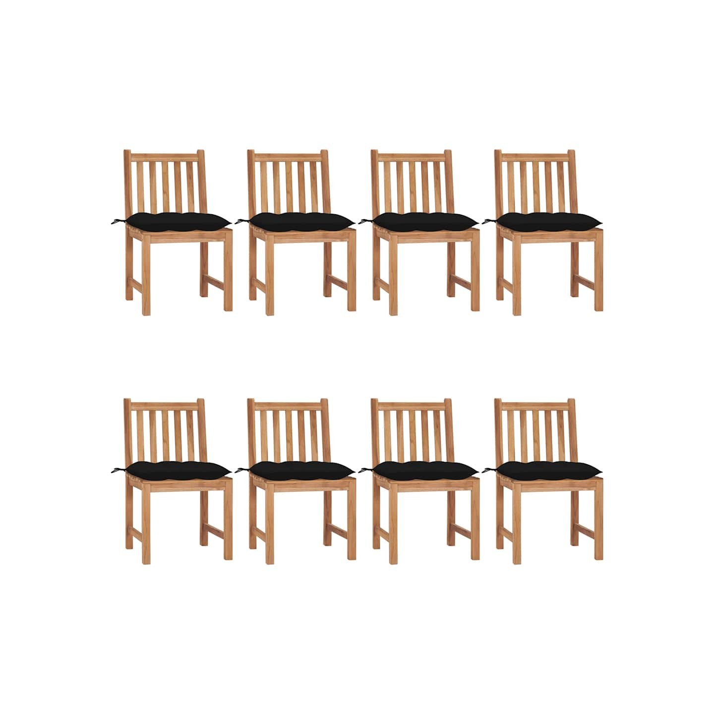 Chaises de jardin lot de 8 avec coussins Bois de teck massif
