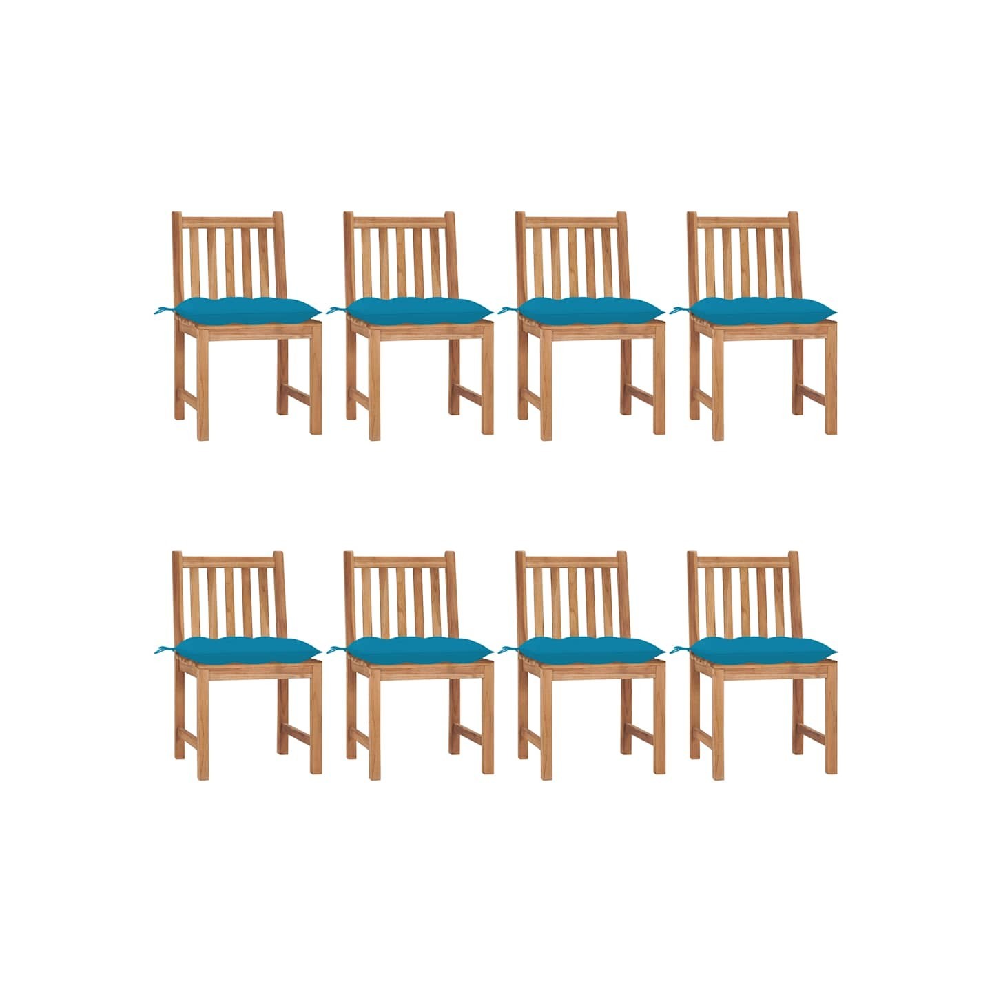 Chaises de jardin lot de 8 avec coussins Bois de teck massif