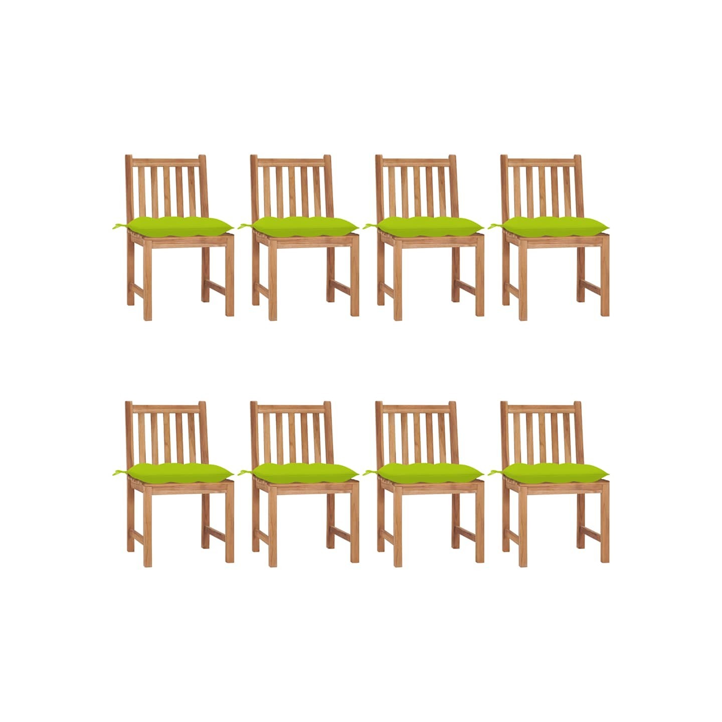Chaises de jardin lot de 8 avec coussins Bois de teck massif