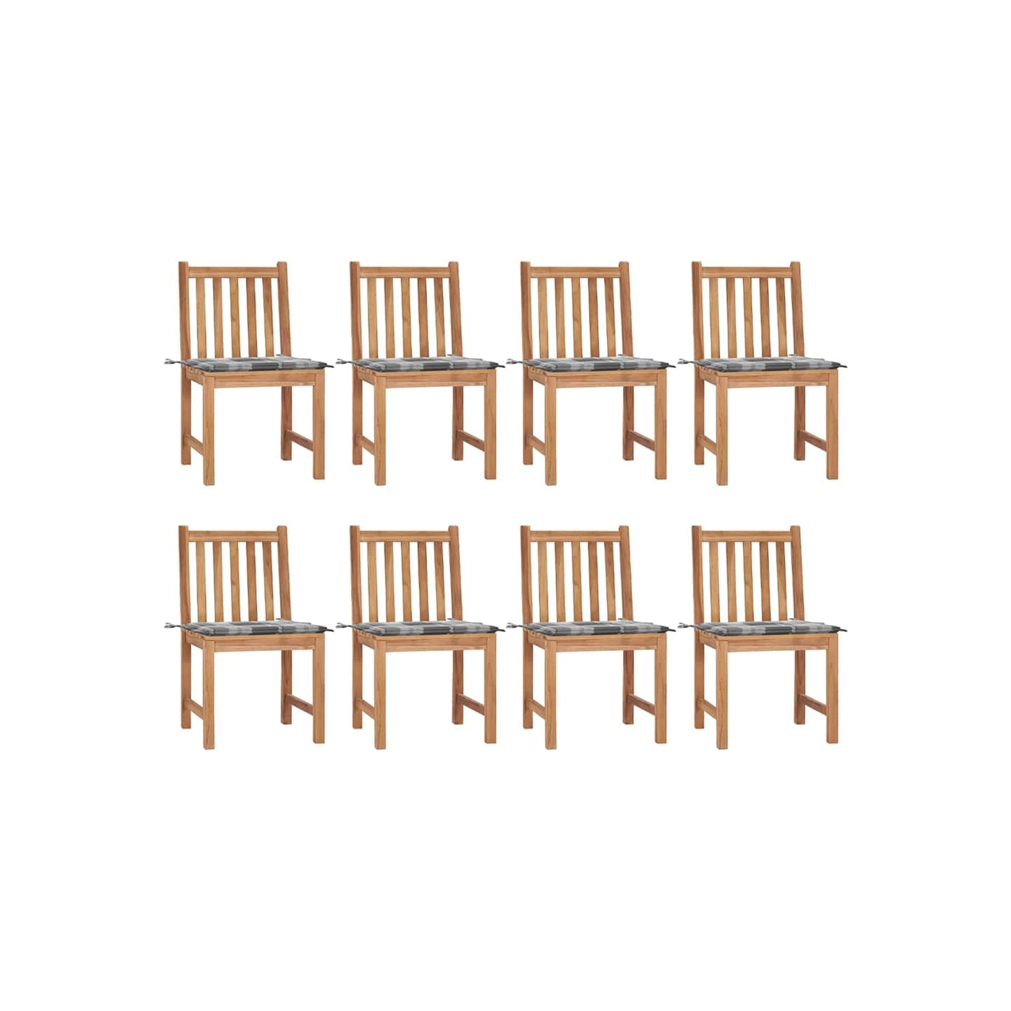 Chaises de jardin lot de 8 avec coussins Bois de teck massif