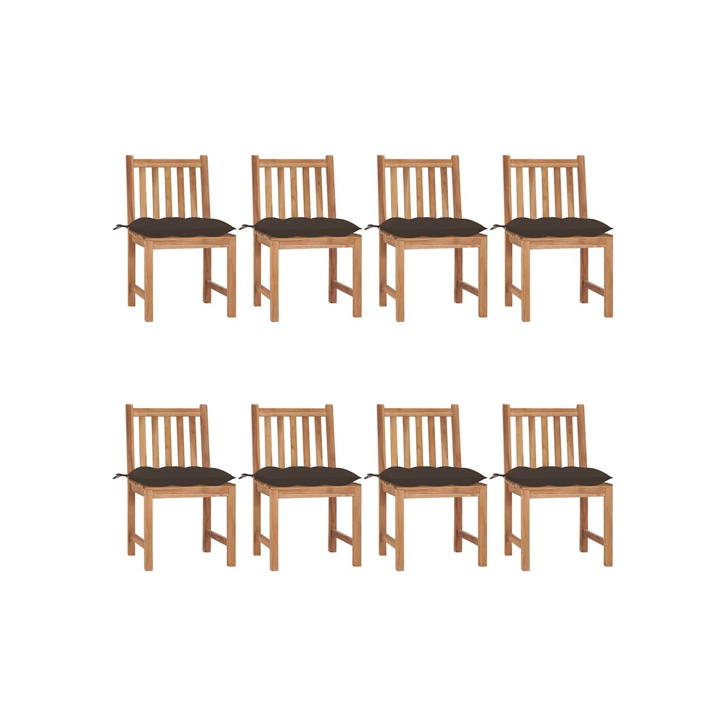 Chaises de jardin lot de 8 avec coussins Bois de teck massif
