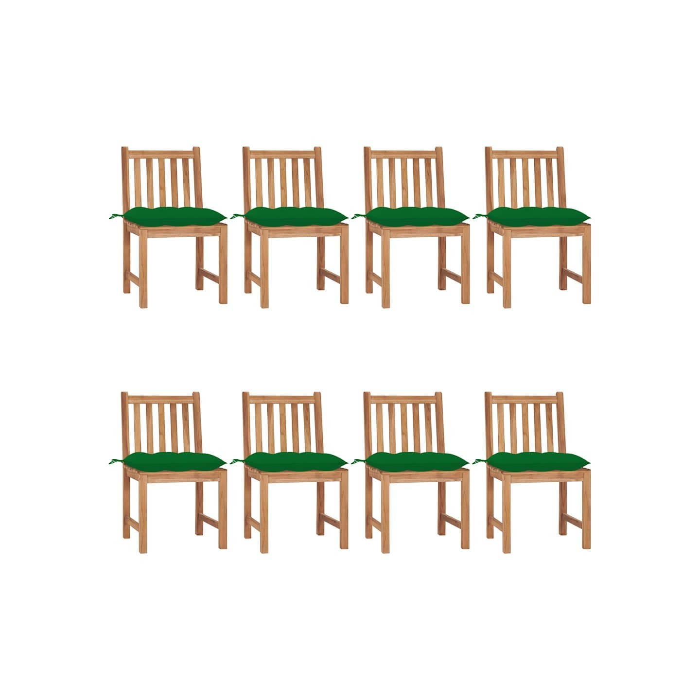Chaises de jardin lot de 8 avec coussins Bois de teck massif