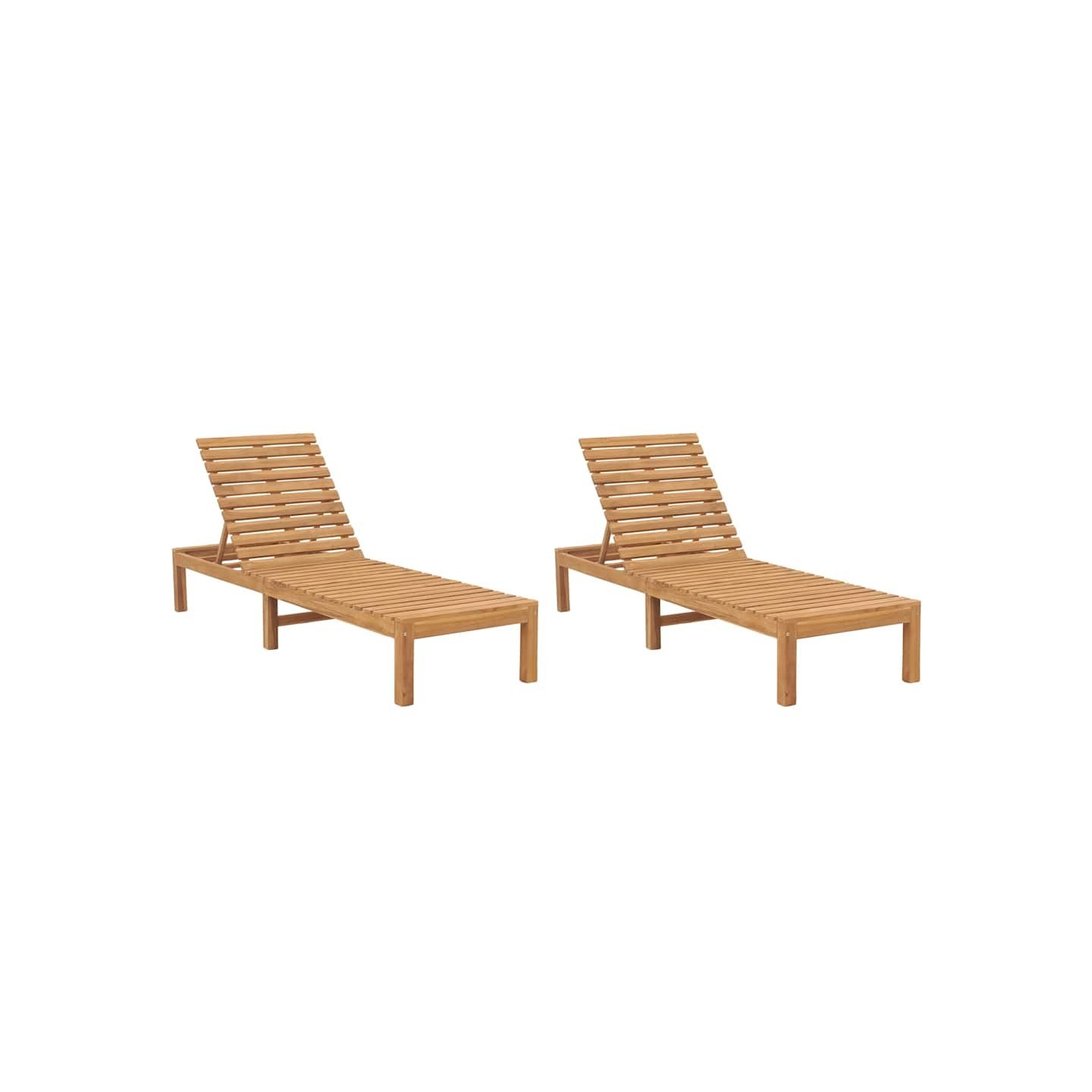 Chaises longues lot de 2 Bois de teck solide