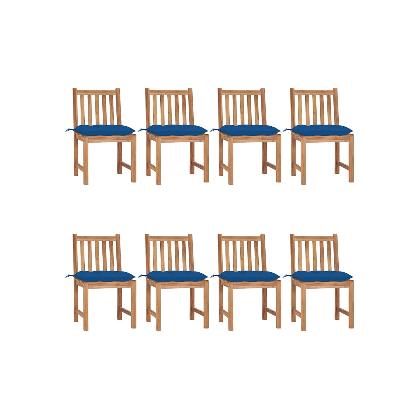Chaises de jardin lot de 8 avec coussins Bois de teck massif