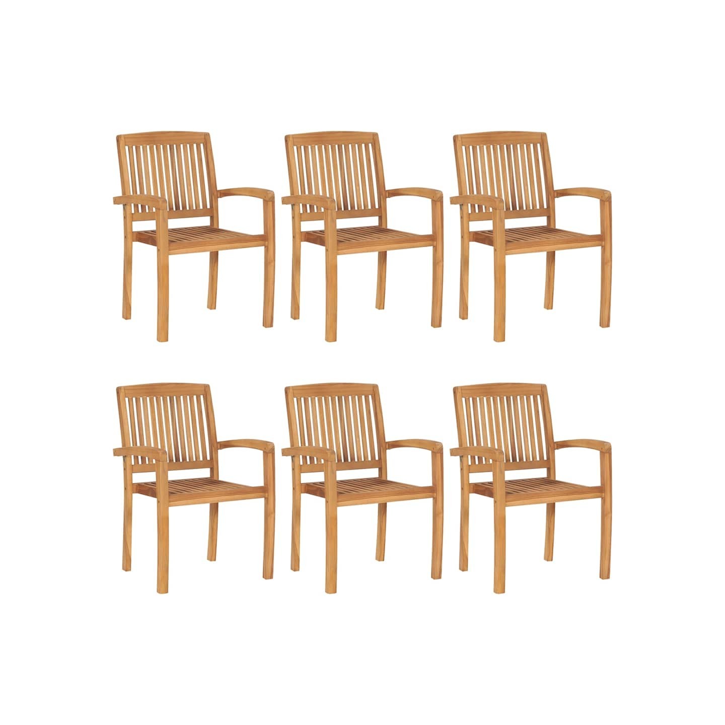 Chaises de jardin empilables 6 pcs Bois de teck solide