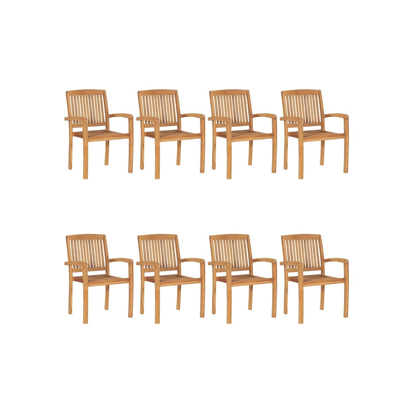 Chaises de jardin empilables 8 pcs Bois de teck solide