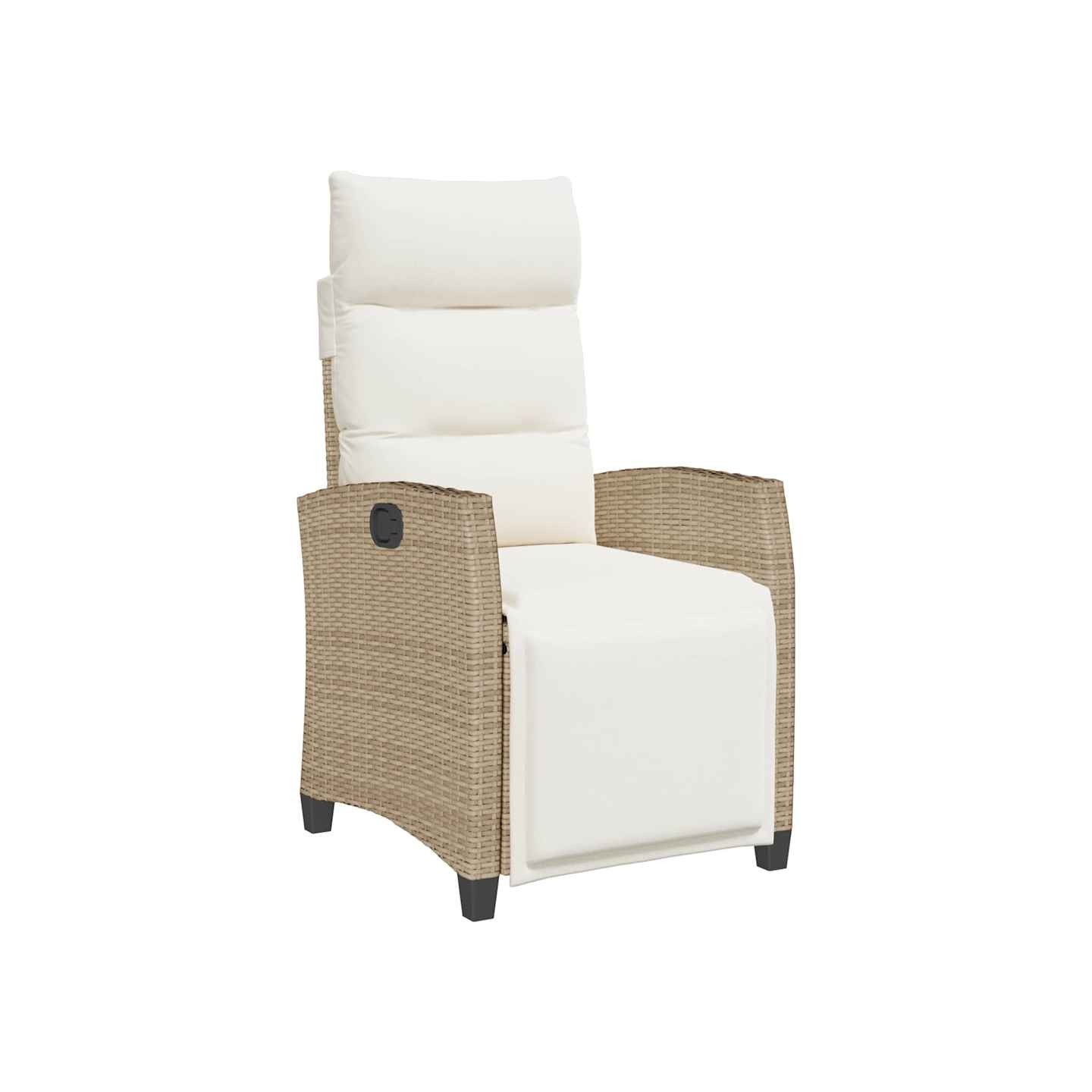 Chaise de jardin inclinable et table d'appoint beige polyrotin