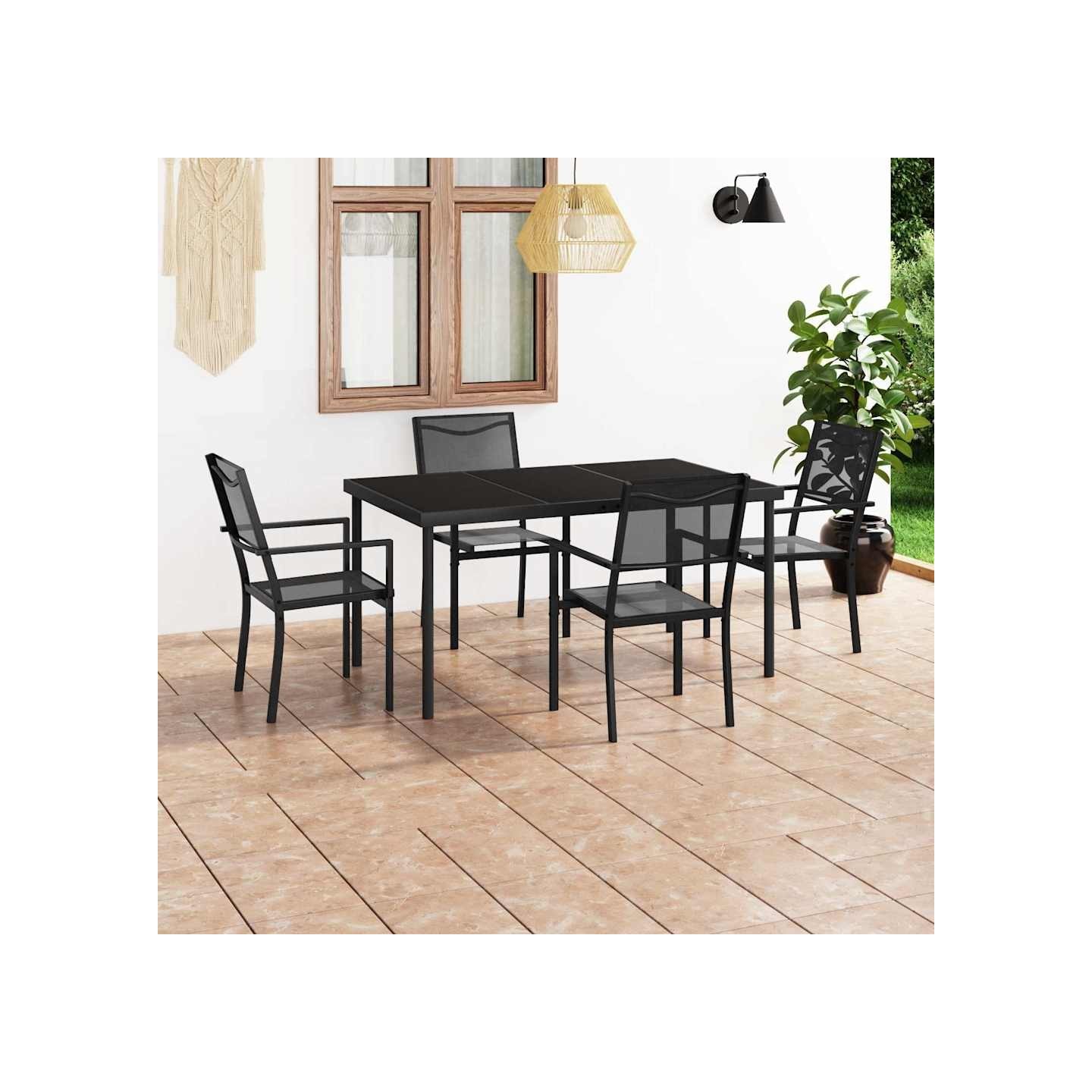 Mobilier de salle à manger d'extérieur 5 pcs Acier