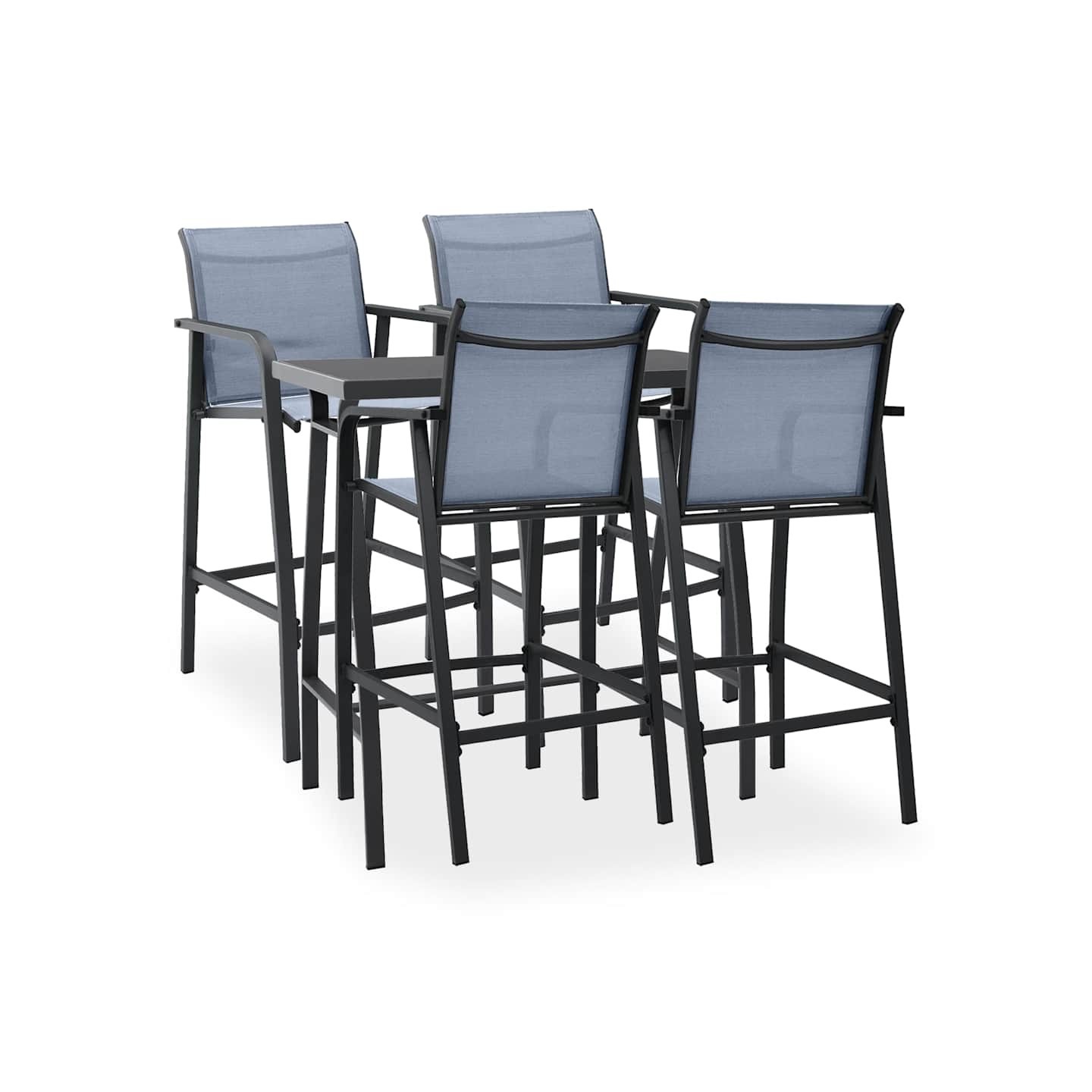 Ensemble de bar de jardin 5 pcs Noir et gris