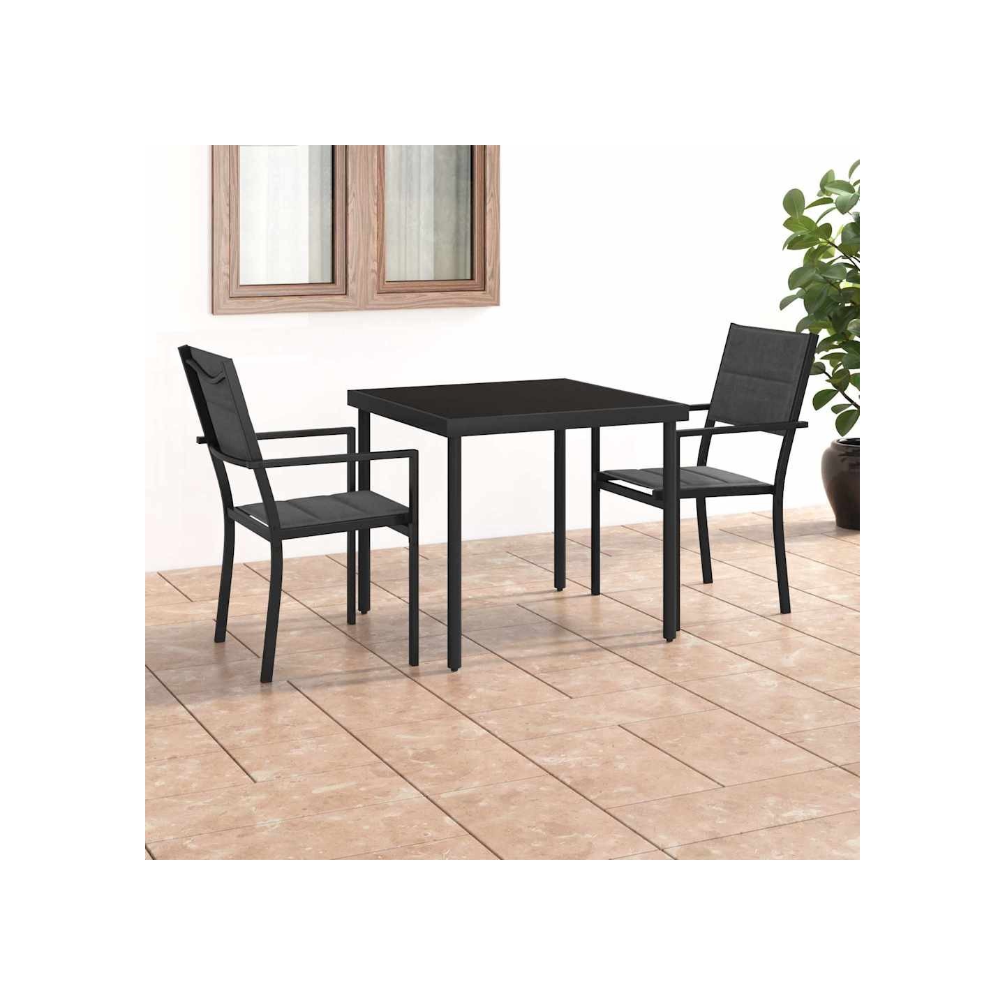 Ensemble à manger d'extérieur 3 pcs Acier