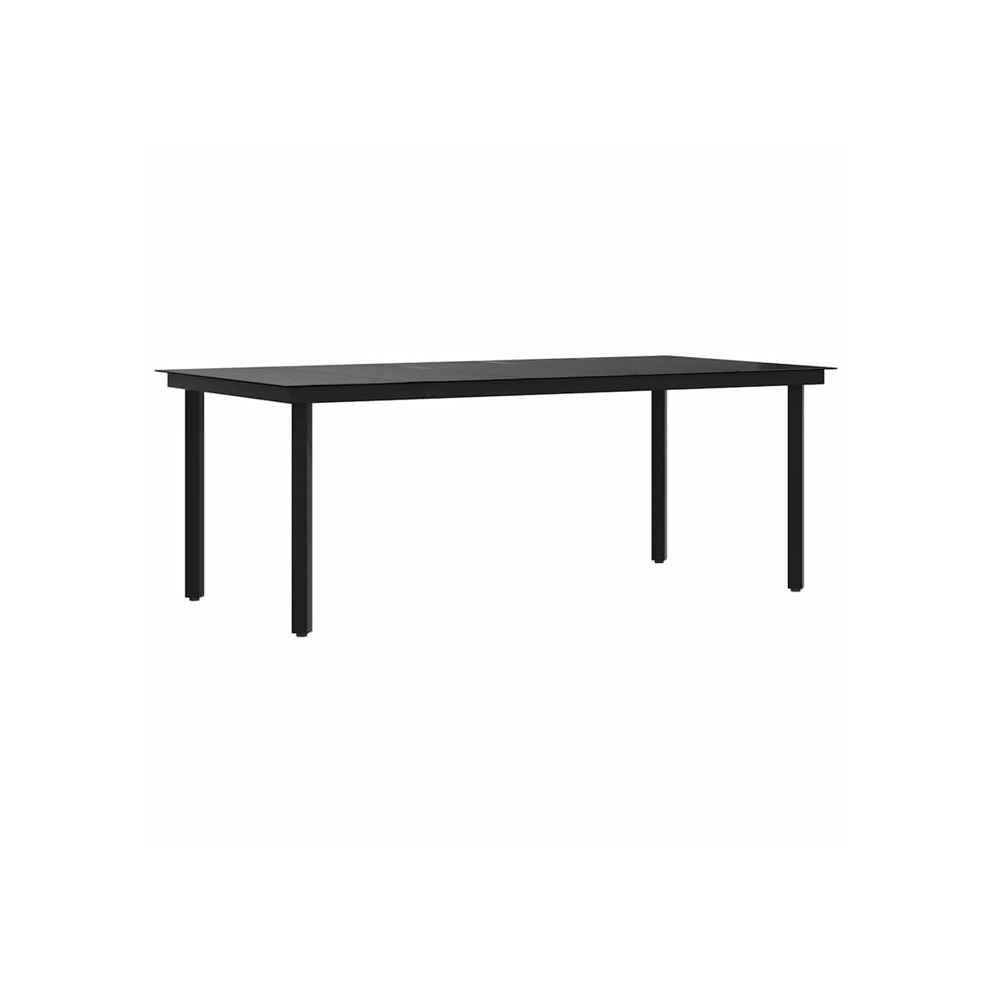 Table à dîner de jardin Noir 200x100x74 cm Acier et verre