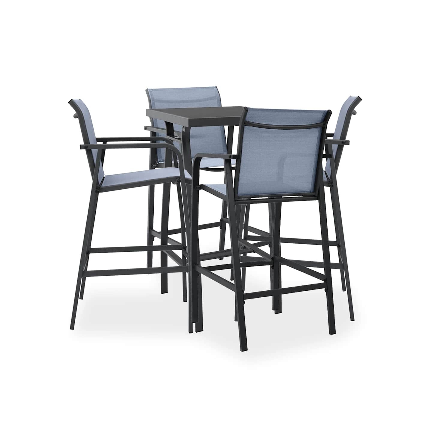 Ensemble de bar de jardin 5 pcs Noir et gris