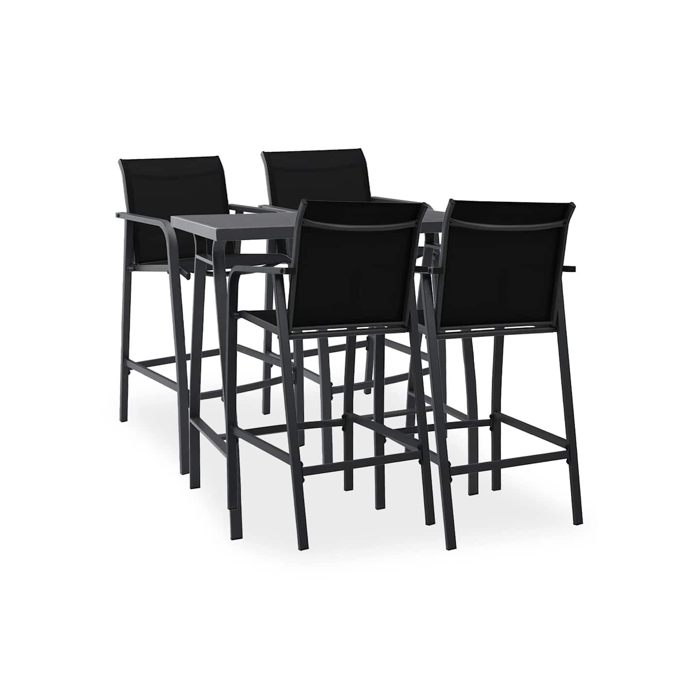 Ensemble de bar de jardin 5 pcs Noir
