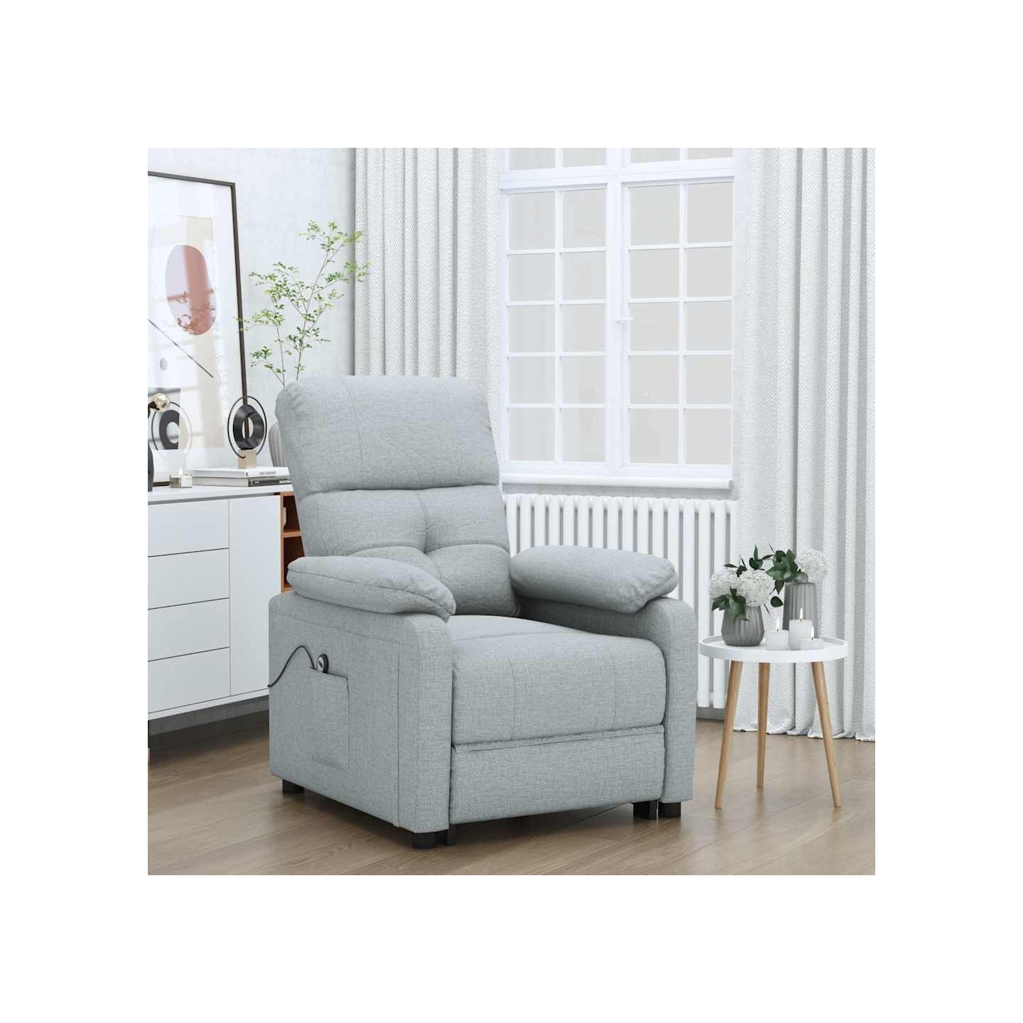 Fauteuil inclinable électrique Gris clair Tissu