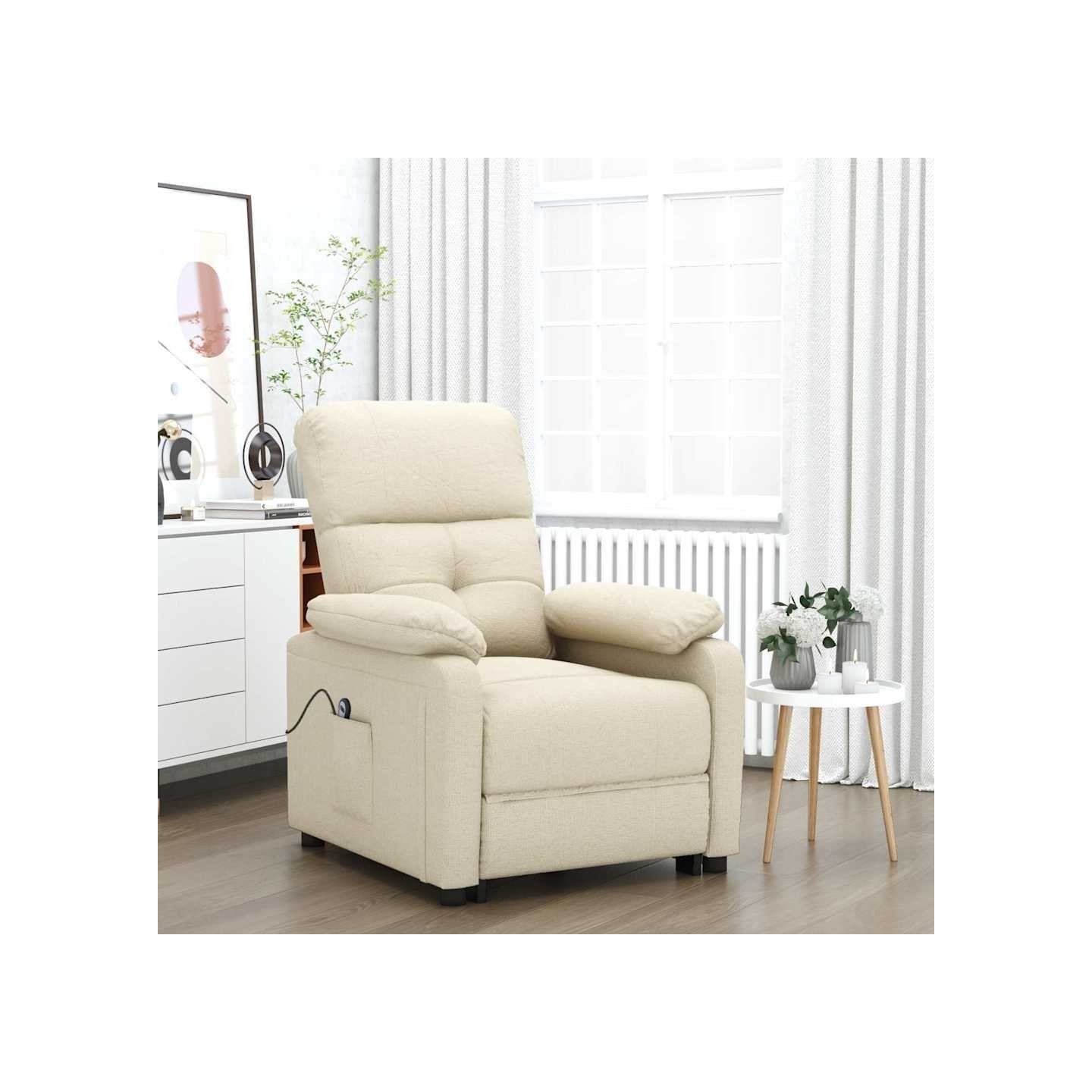 Fauteuil inclinable électrique Crème Tissu