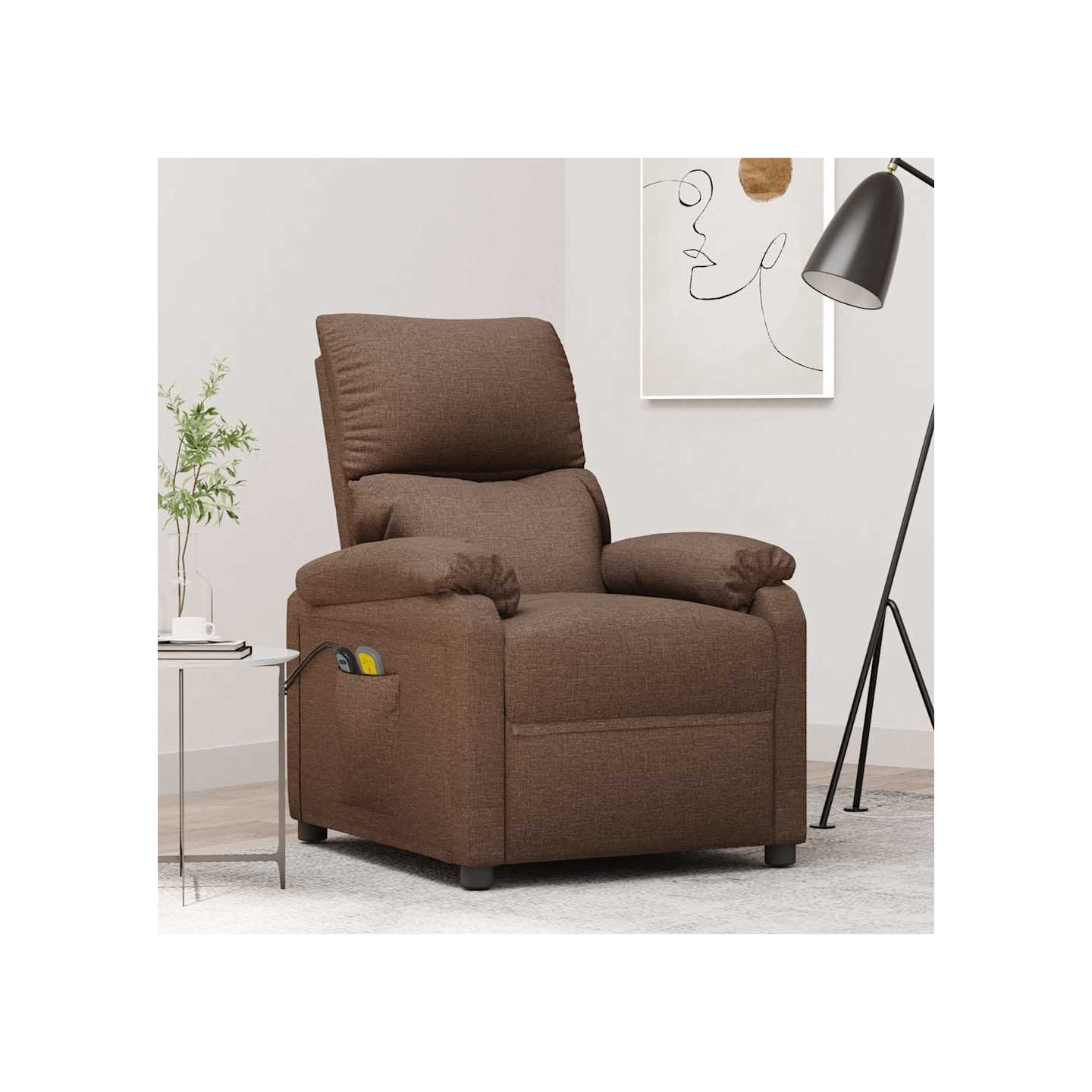 Fauteuil électrique de massage Marron Tissu
