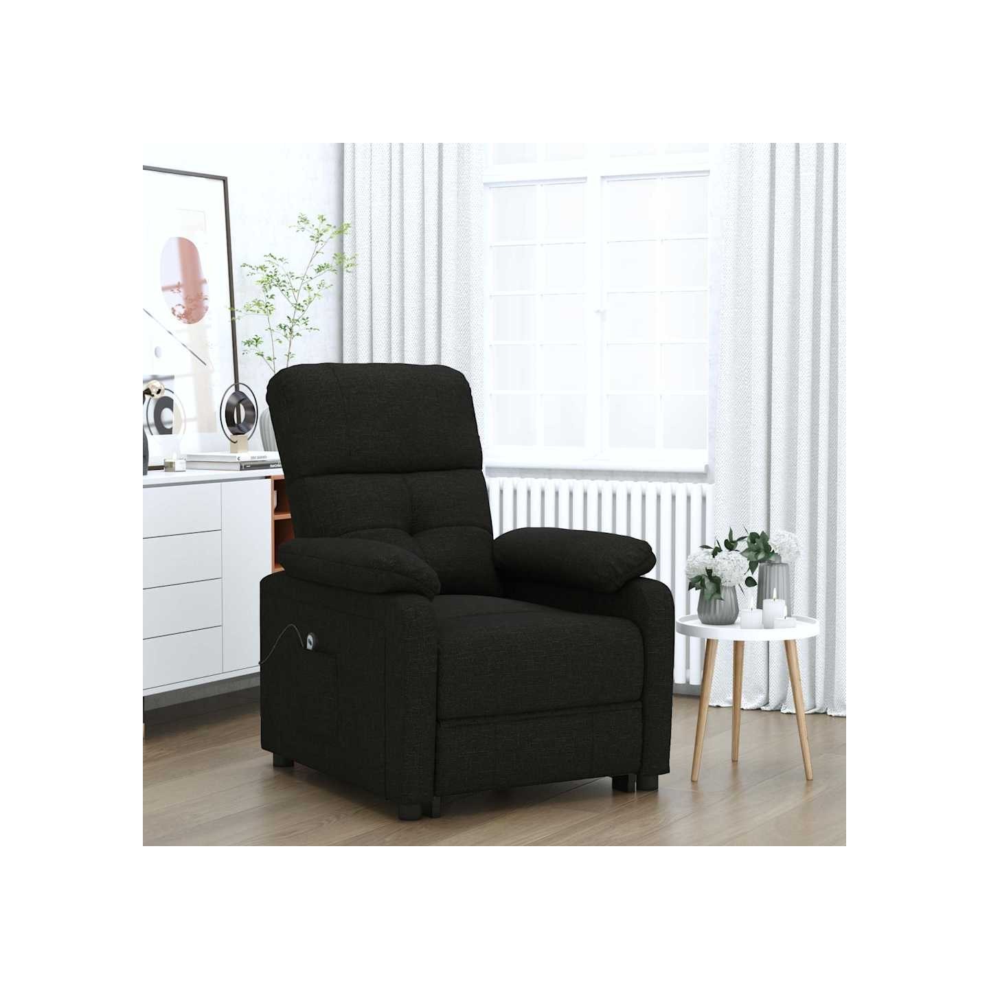 Fauteuil inclinable électrique Noir Tissu