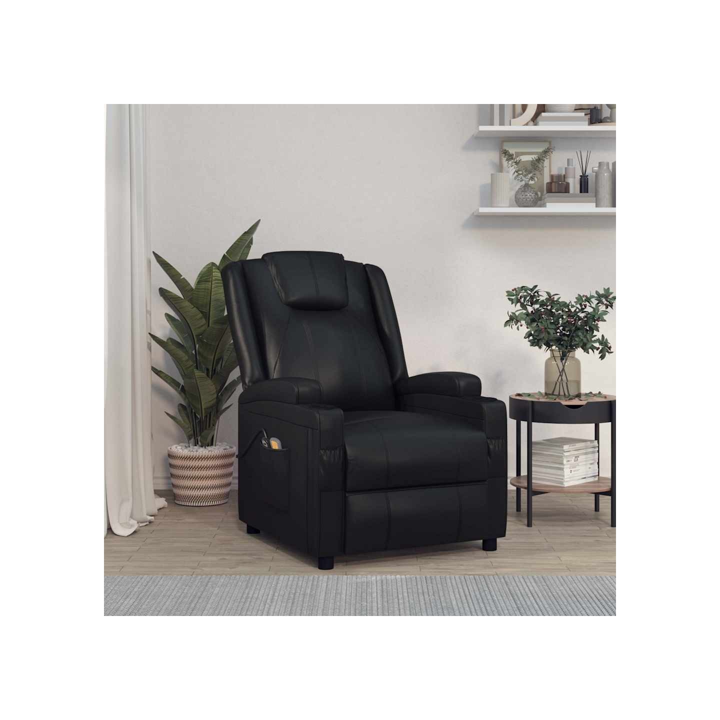 Fauteuil électrique de massage Noir Similicuir