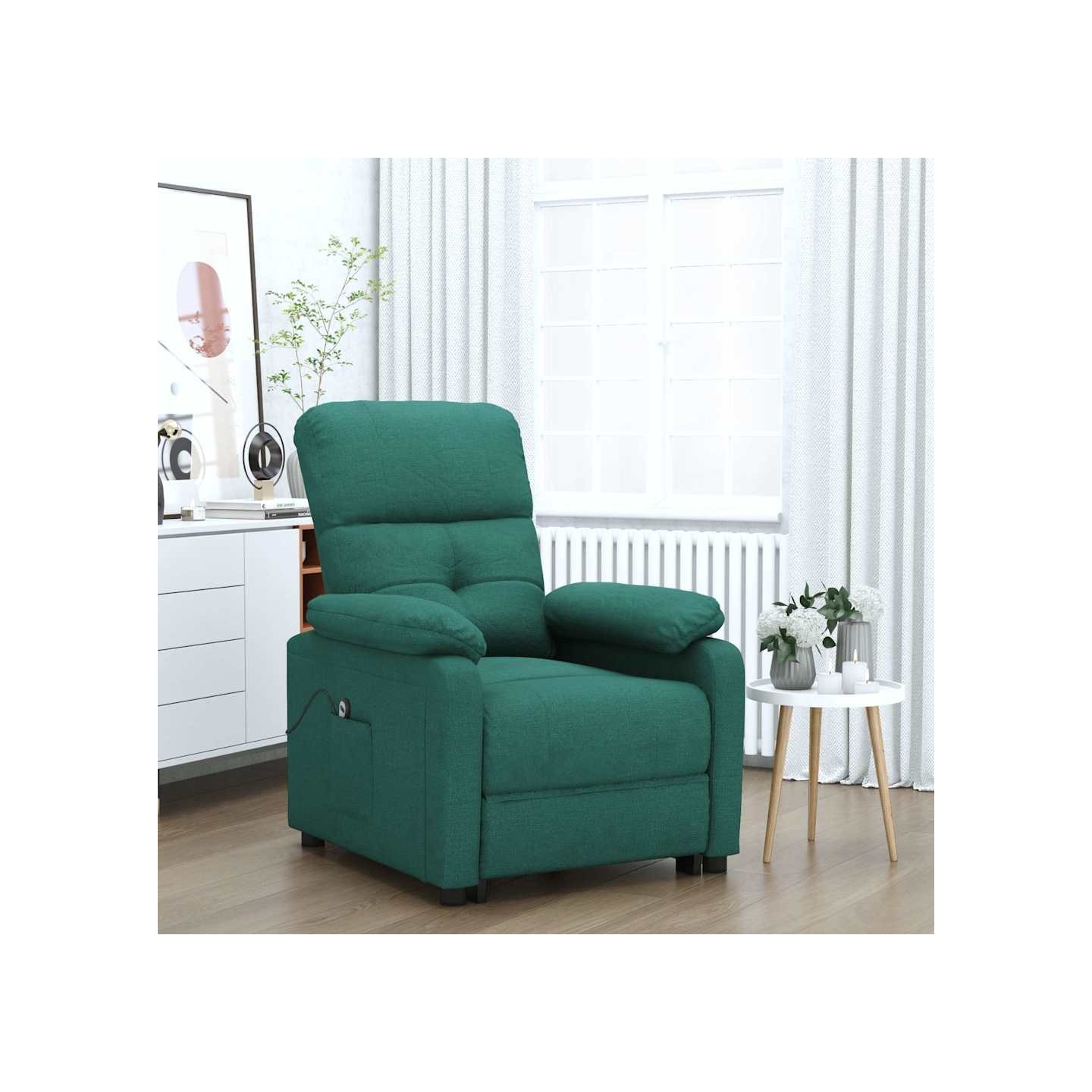 Fauteuil inclinable électrique Vert foncé Tissu