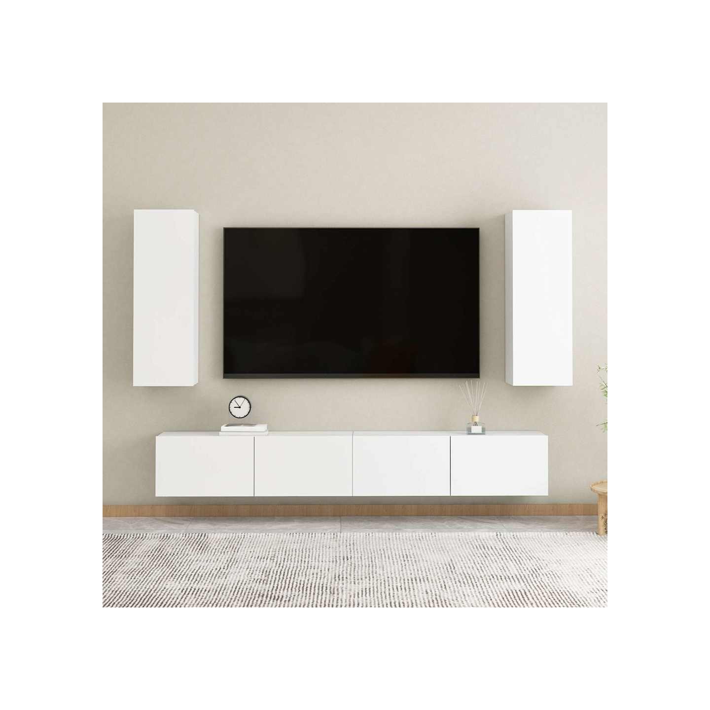 Ensemble de meubles TV 4 pcs Blanc Bois d'ingénierie