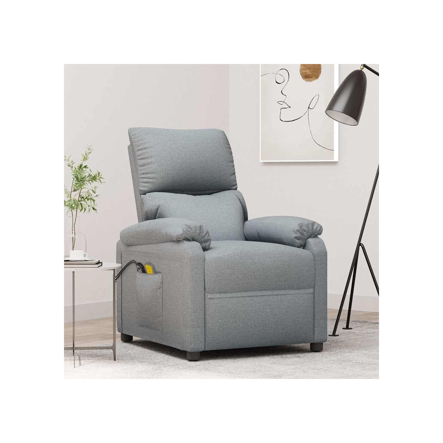 Fauteuil électrique de massage Gris clair Tissu