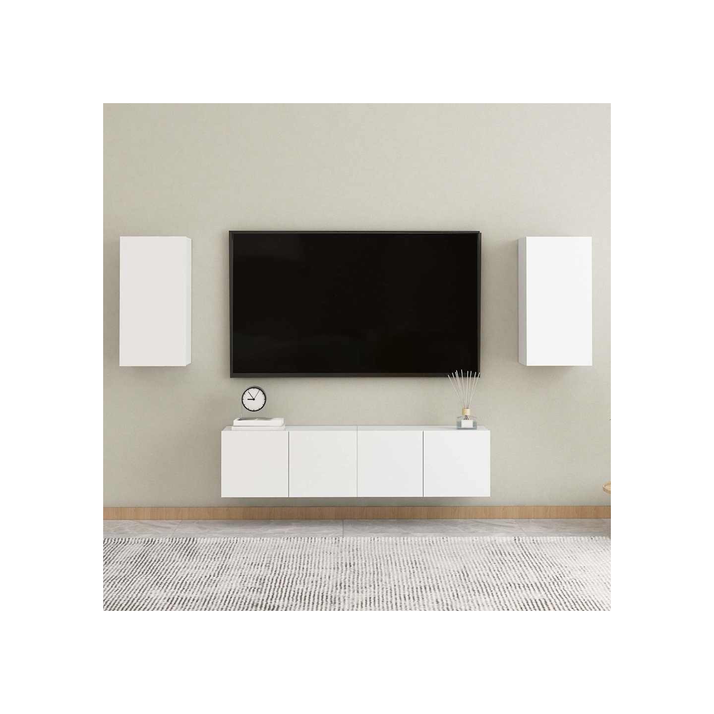 Ensemble de meubles TV 4 pcs Blanc Bois d'ingénierie