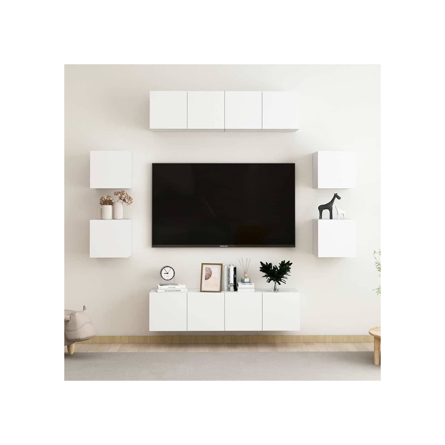 Ensemble de meubles TV 8 pcs Blanc Bois d'ingénierie