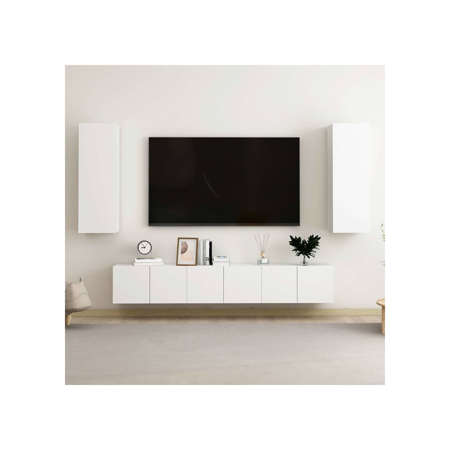Ensemble de meubles TV 5 pcs Blanc Bois d'ingénierie