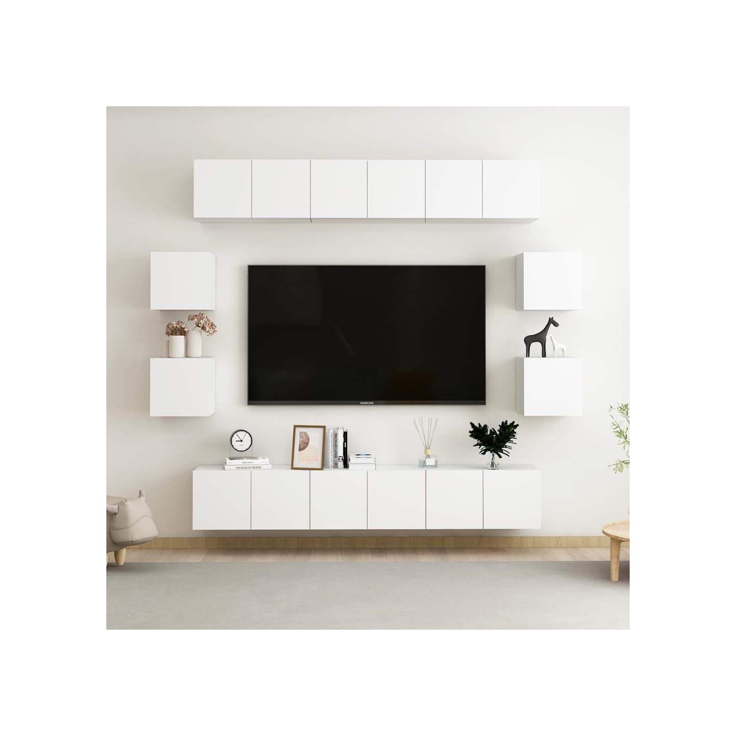 Ensemble de meubles TV 10 pcs Blanc Bois d'ingénierie