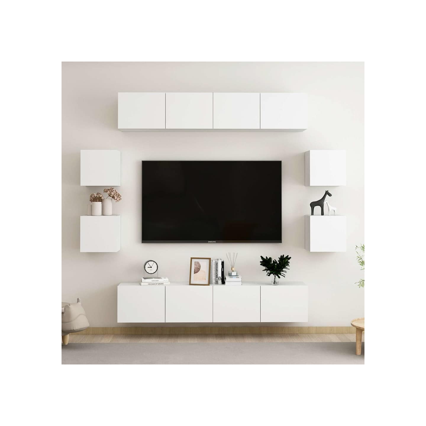 Ensemble de meubles TV 8 pcs Blanc Bois d'ingénierie