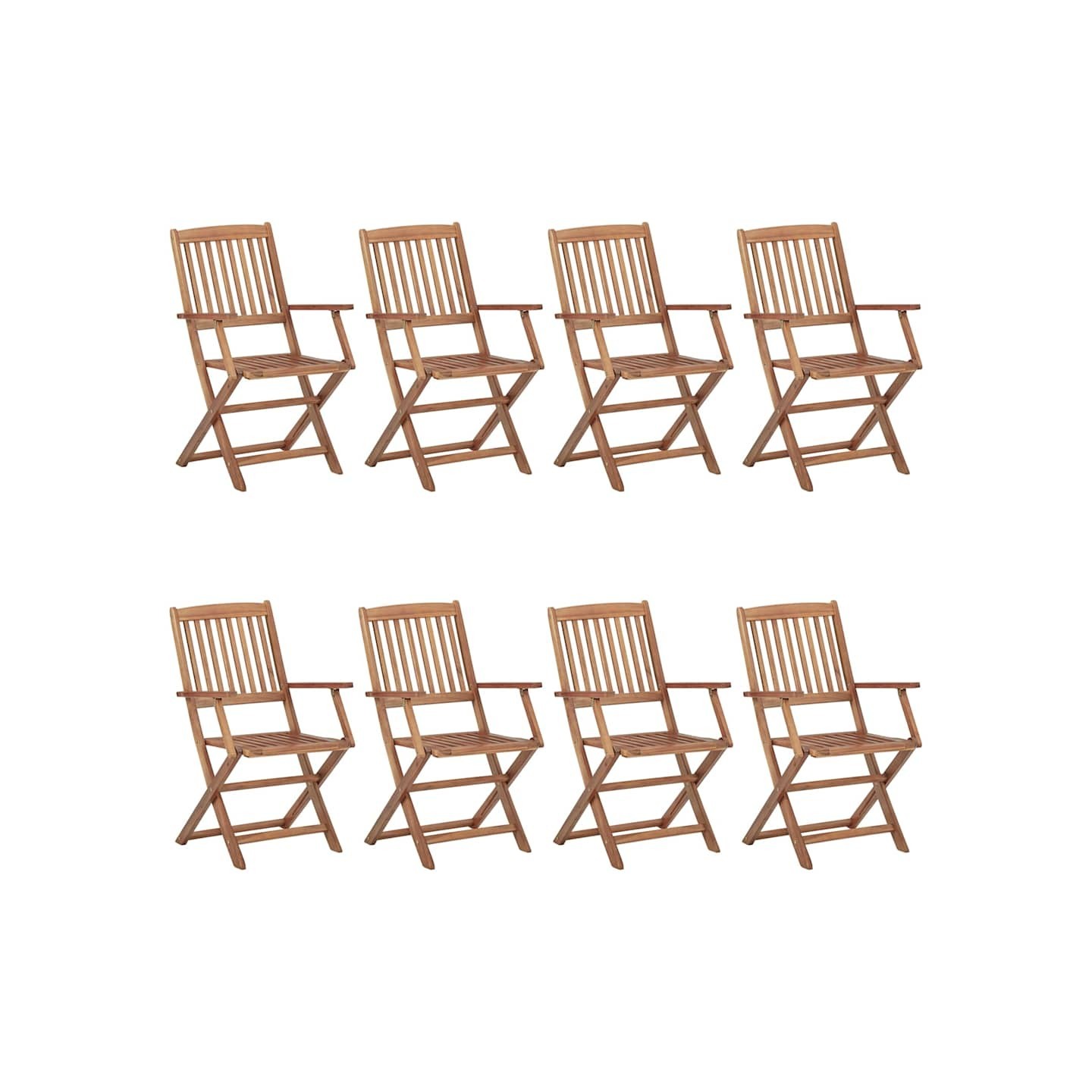 Chaises pliantes 8 pièces en bois d'acacia massif
