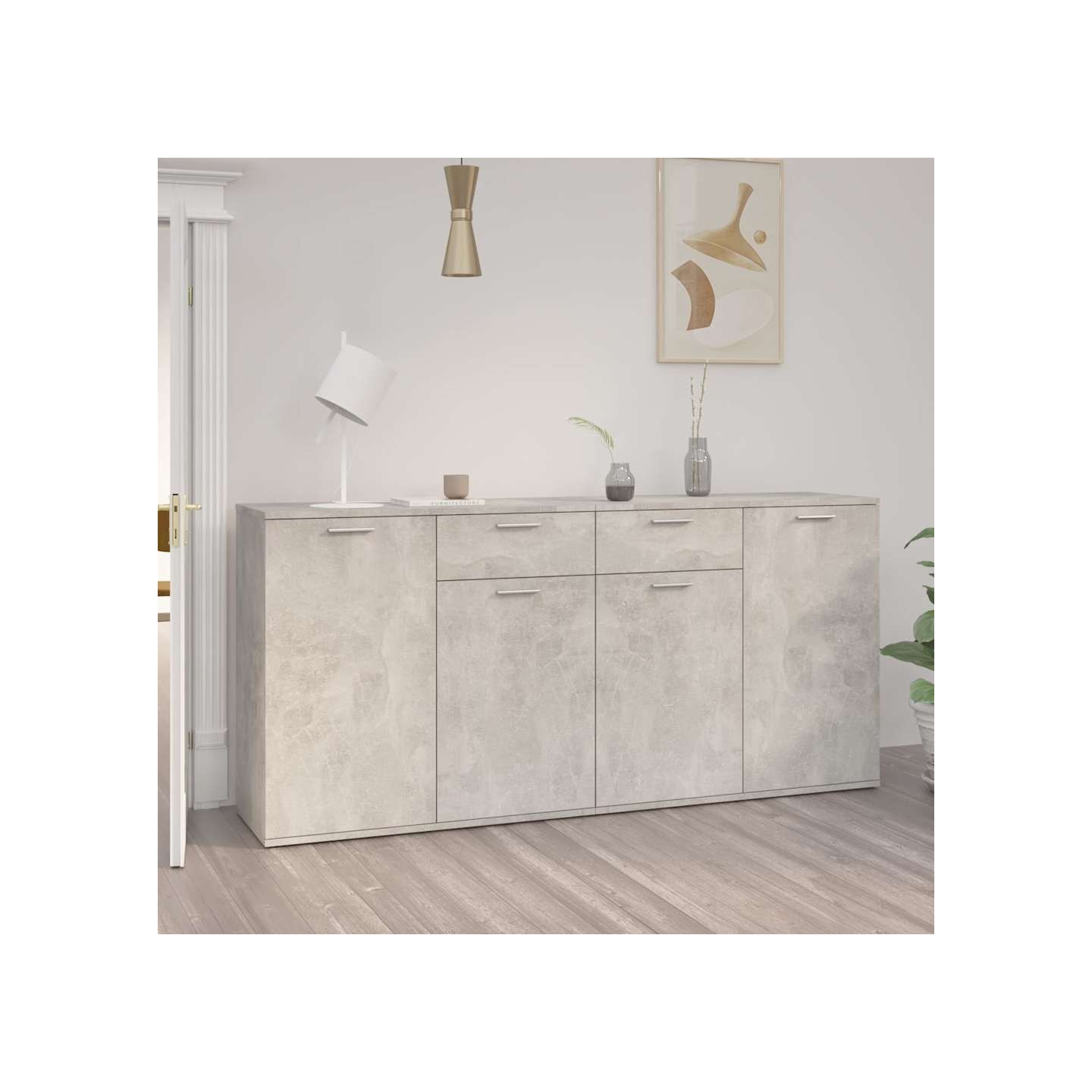 Buffet Gris béton 160x36x75 cm Bois d'ingénierie