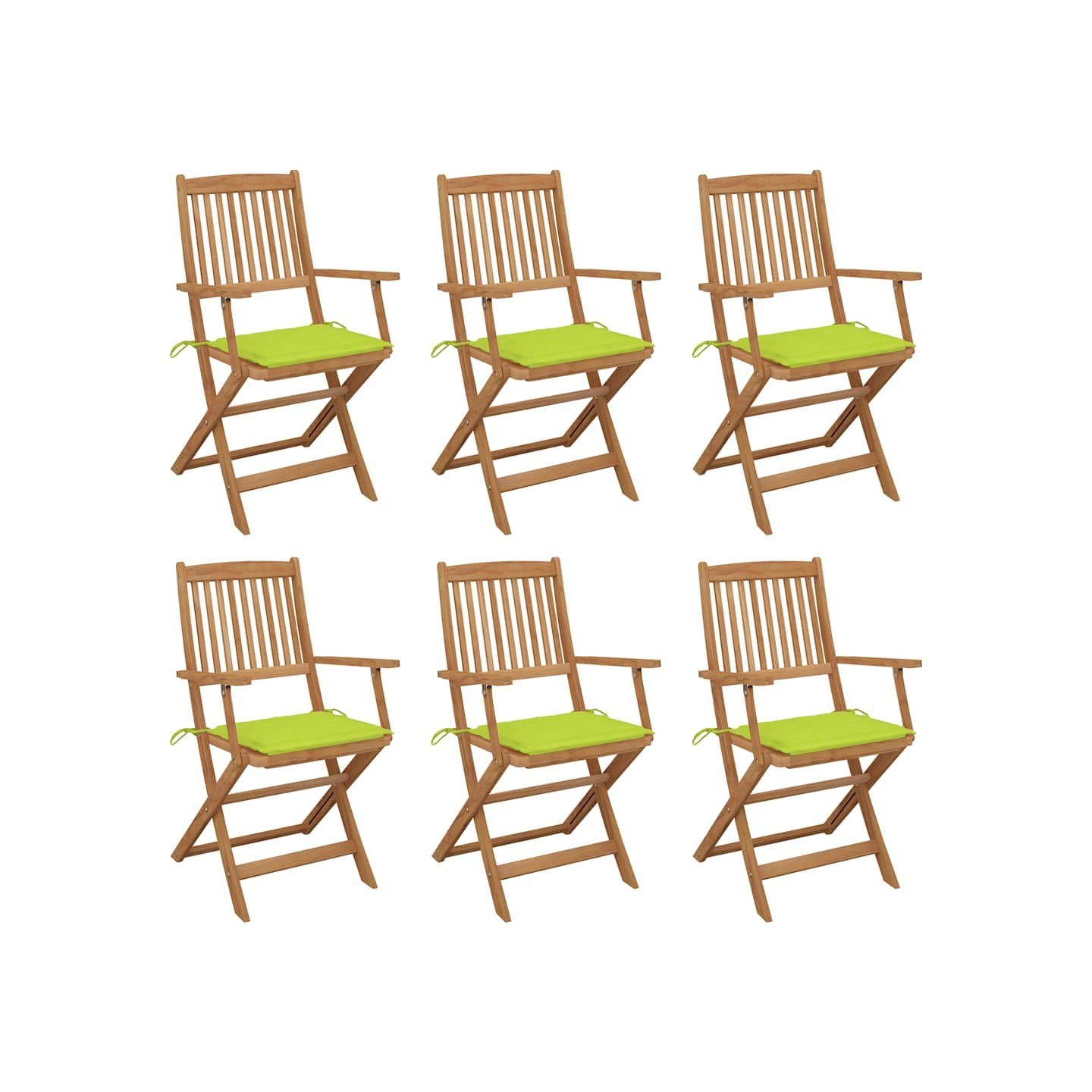 Chaises pliantes 6 pièces avec coussins en bois d'acacia massif