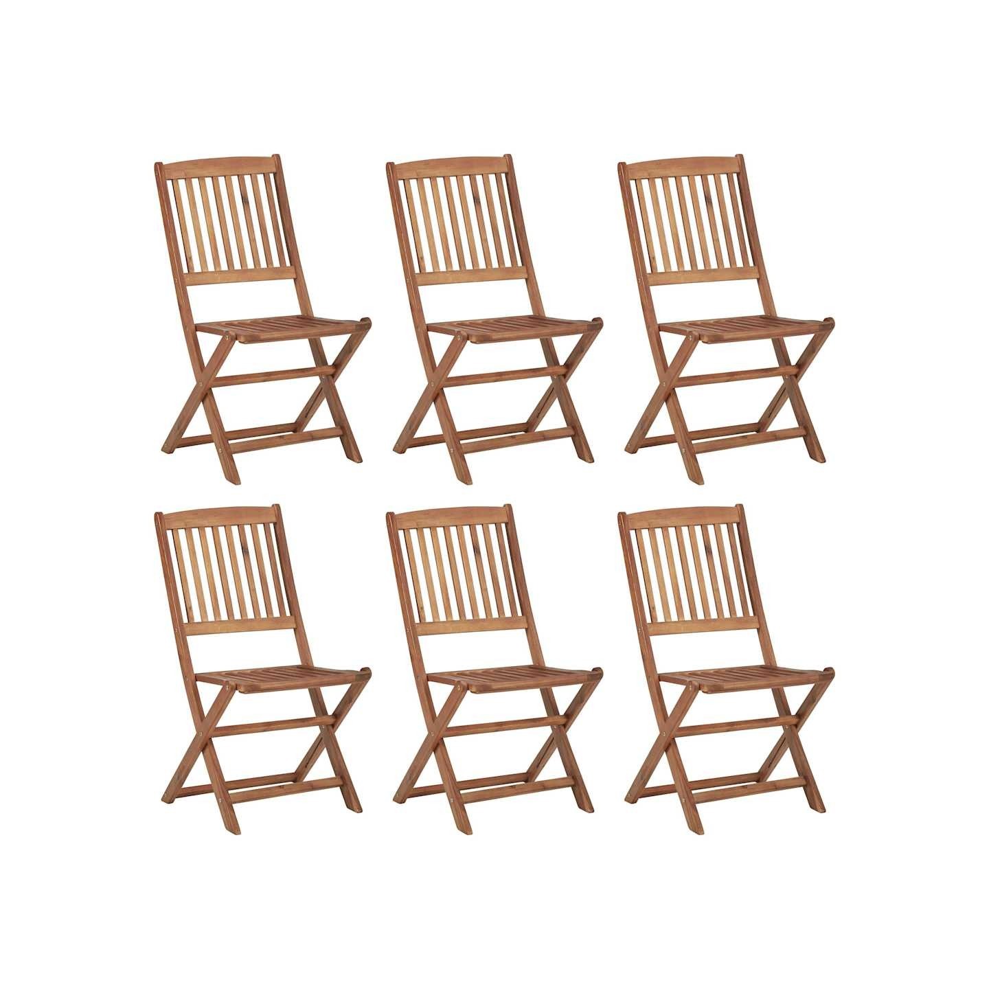 Chaises pliantes 6 pièces en bois d'acacia massif