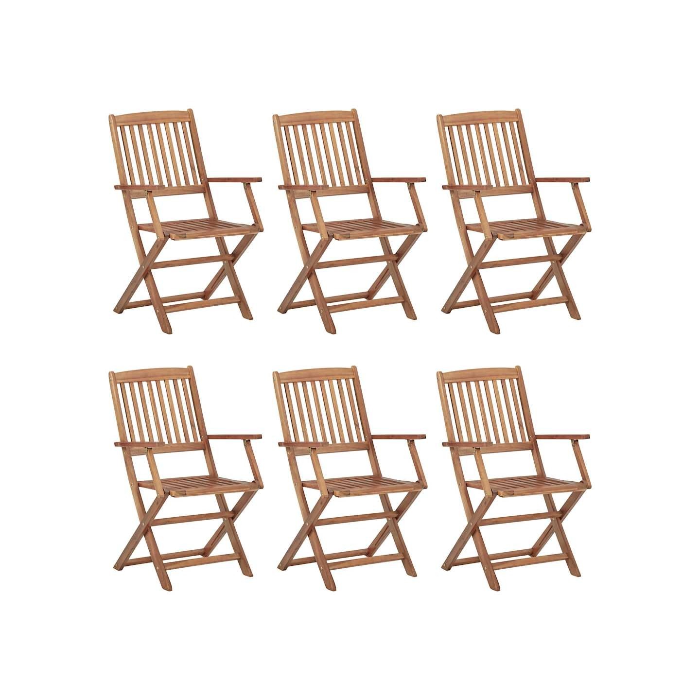Chaises pliantes 6 pièces en bois d'acacia massif
