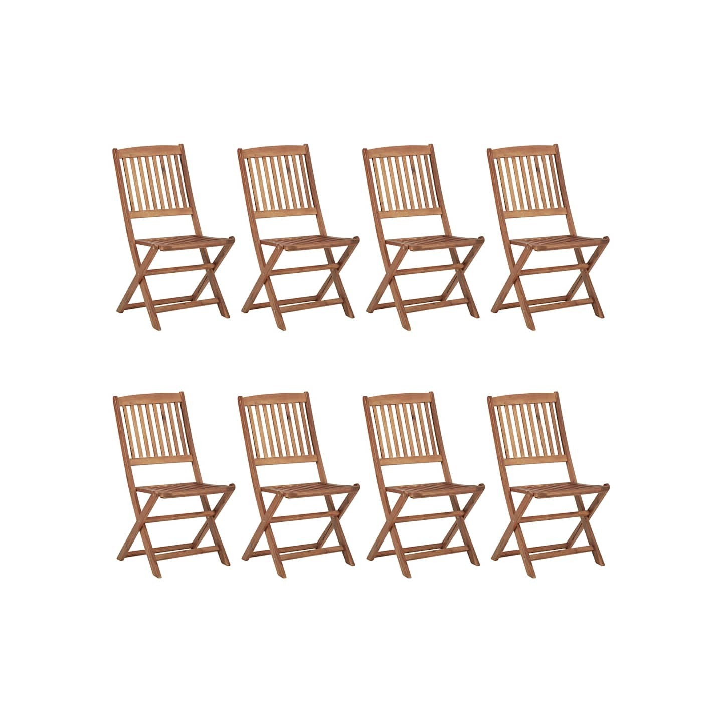 Chaises pliantes 8 pièces en bois d'acacia massif