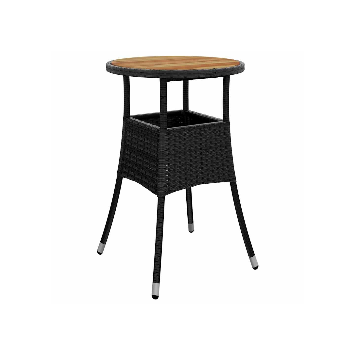 Table de jardin Ø60x75 cm Acacia et résine tressée Noir