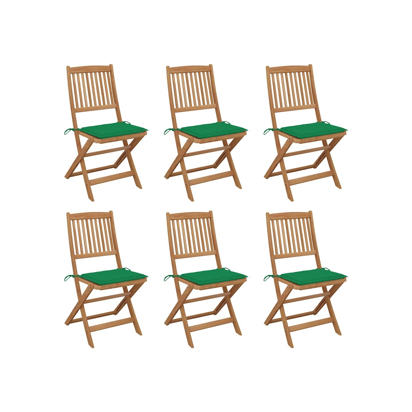 Chaises pliantes 6 pièces avec coussins en bois d'acacia massif