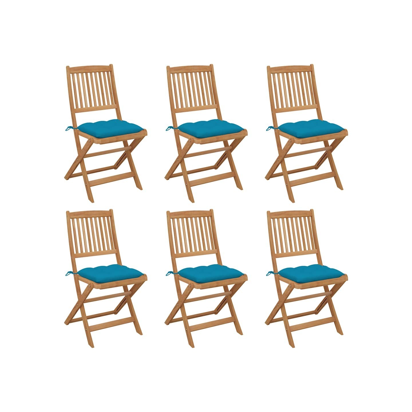 Chaises pliantes 6 pièces avec coussins en bois d'acacia massif