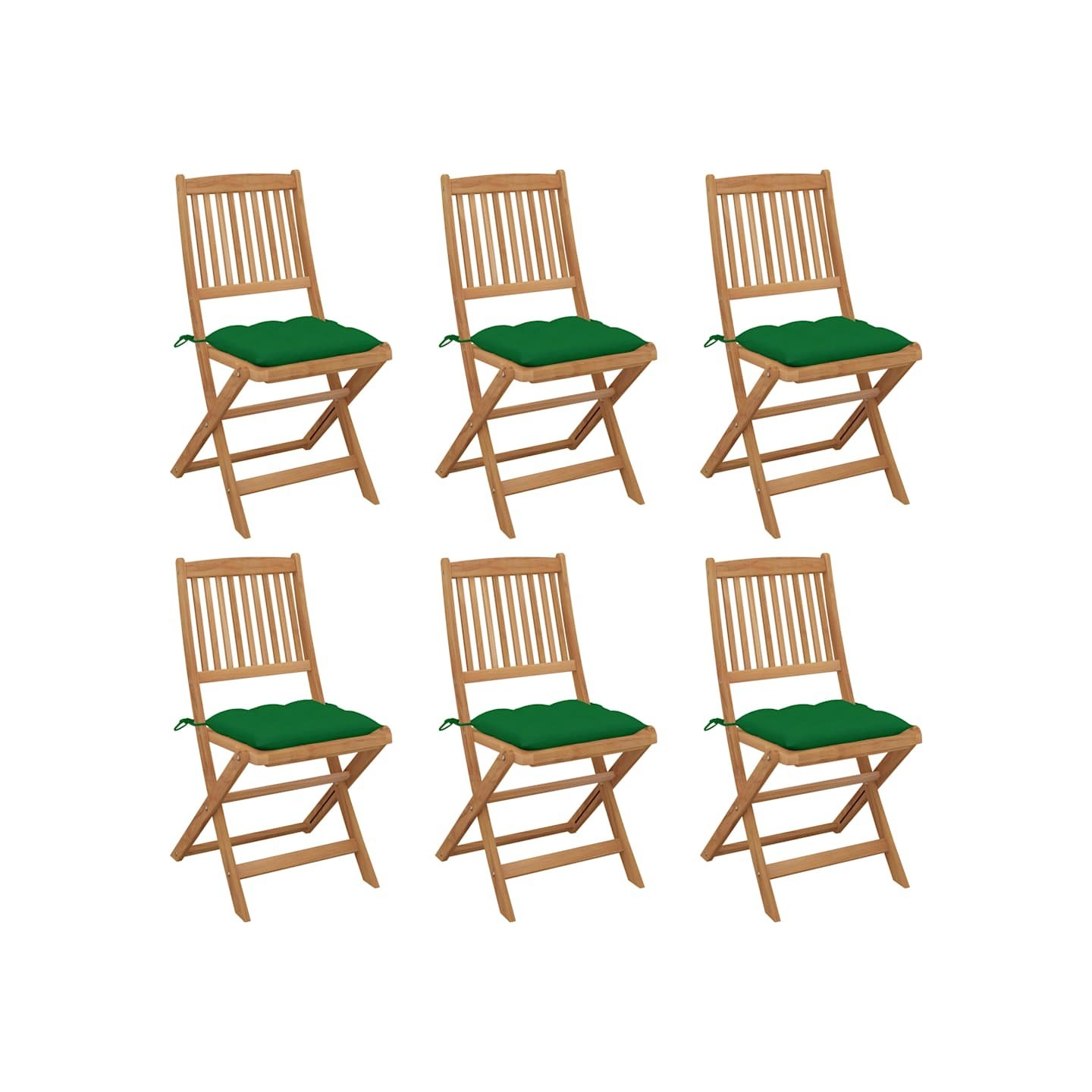 Chaises pliantes 6 pièces avec coussins en bois d'acacia massif