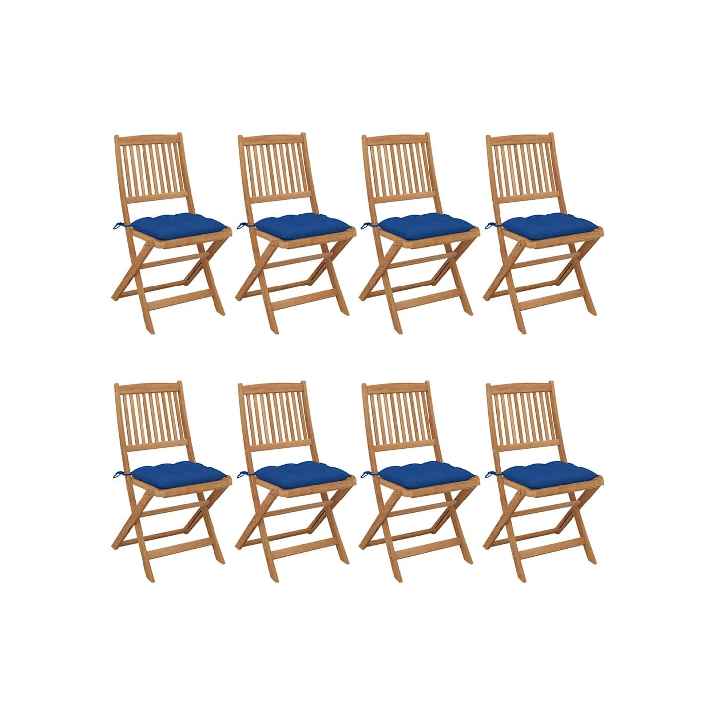 Chaises pliantes 8 pièces avec coussins en bois d'acacia massif