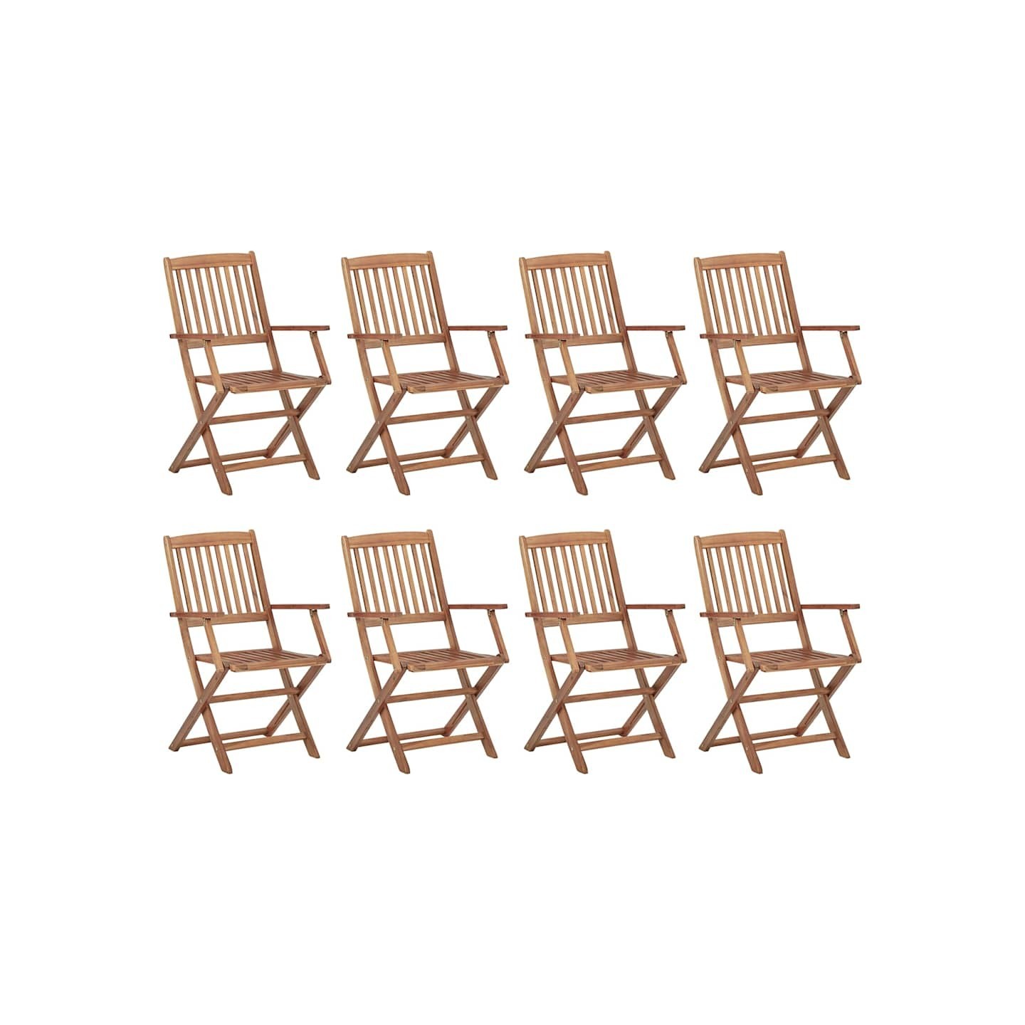 Chaises pliantes 8 pièces en bois d'acacia massif
