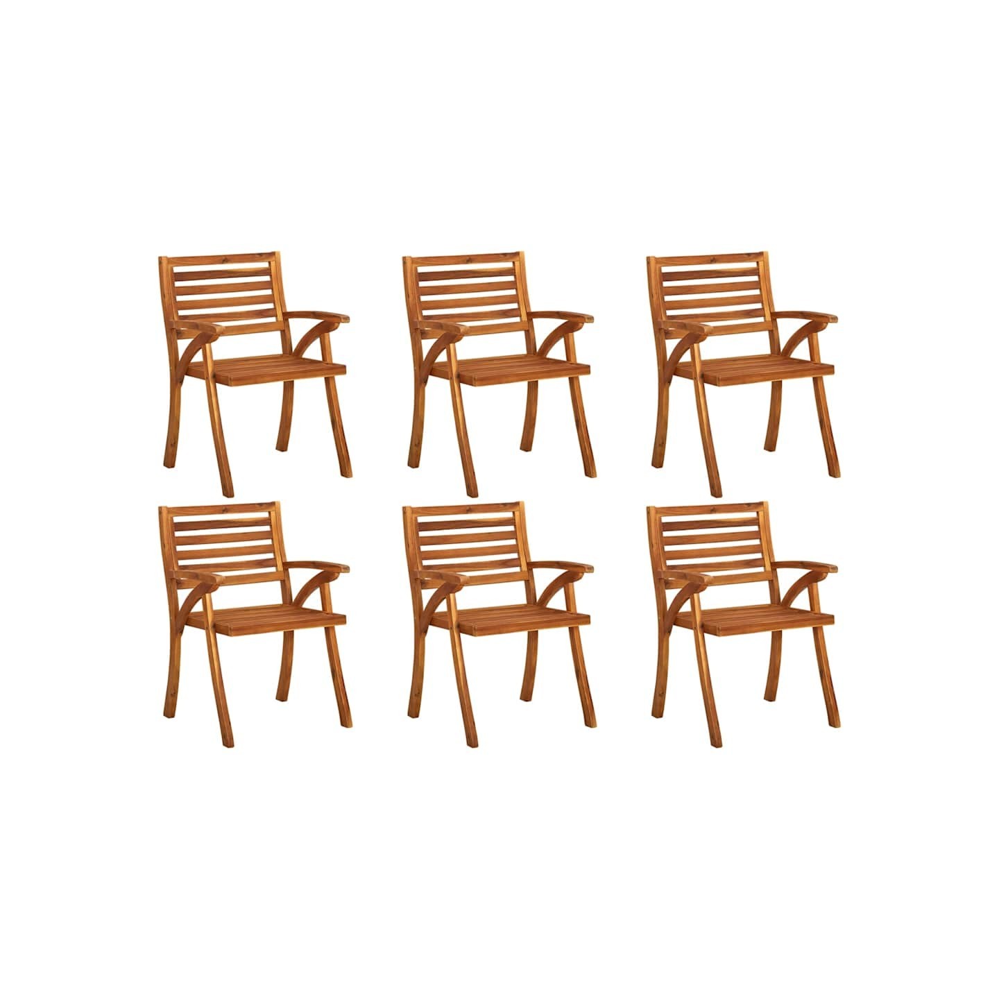 Chaises de jardin lot de 6 Bois d'acacia solide