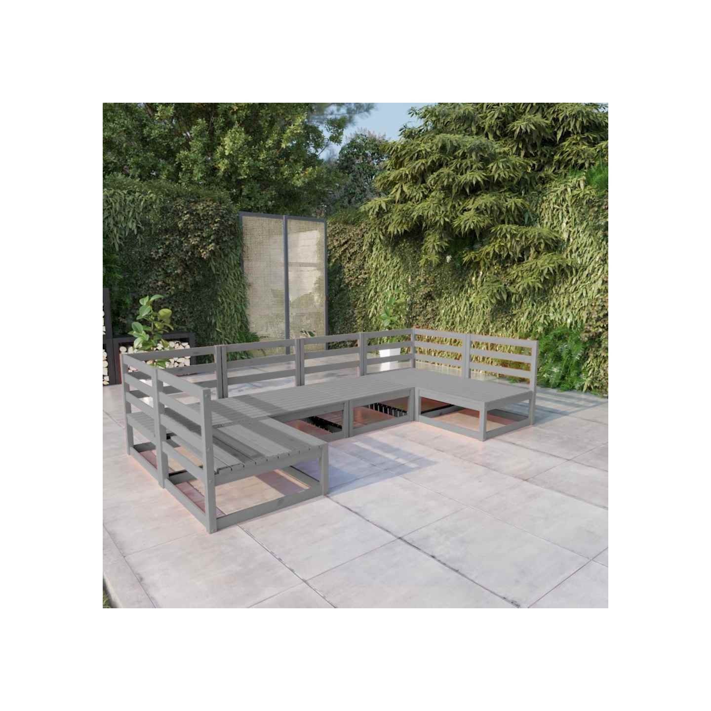 Salon de jardin 6 pcs bois de pin massif