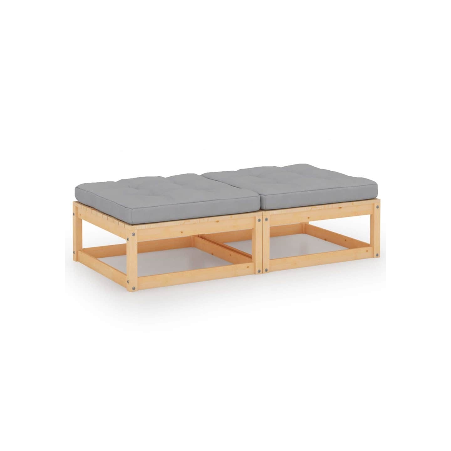 Repose-pieds de jardin avec coussins lot de 2 Bois pin solide