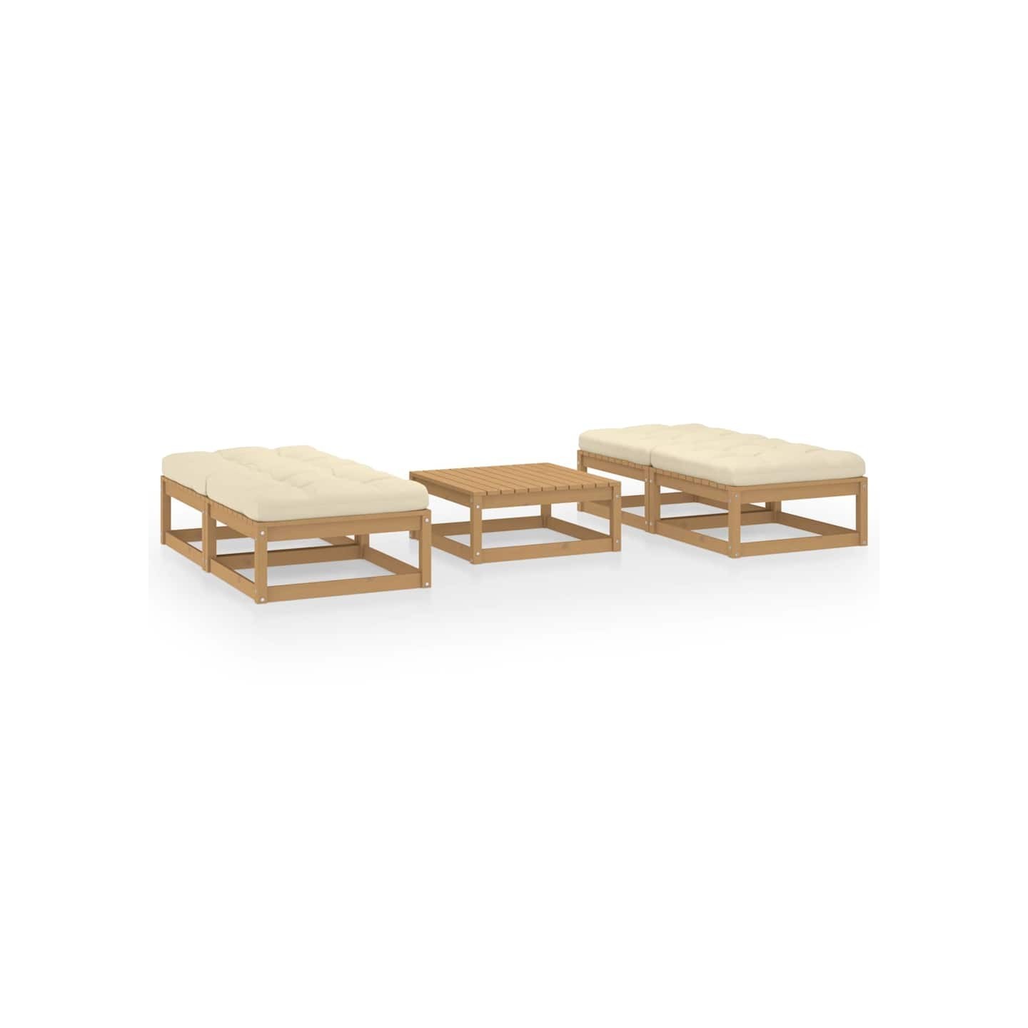 Salon de jardin 5 pcs avec coussins Bois de pin massif
