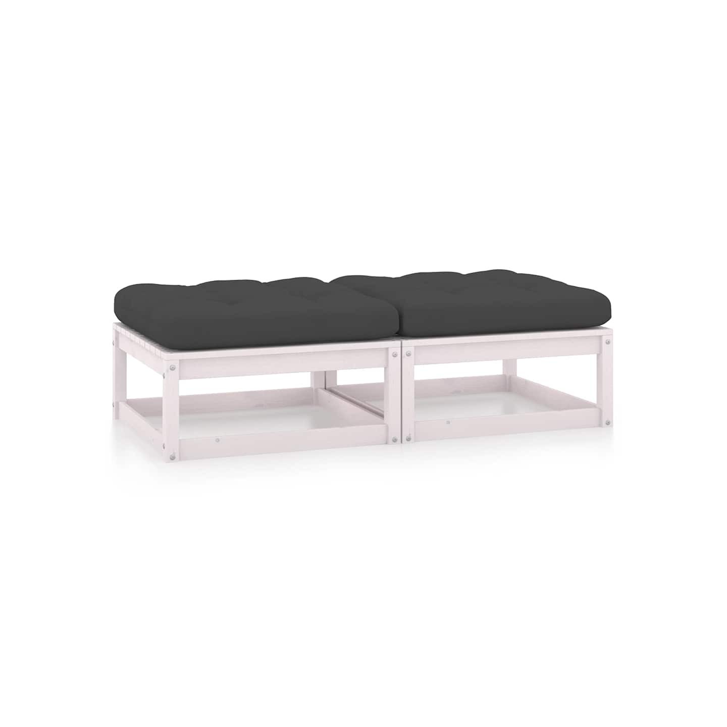 Repose-pieds de jardin avec coussins lot de 2 Bois pin solide
